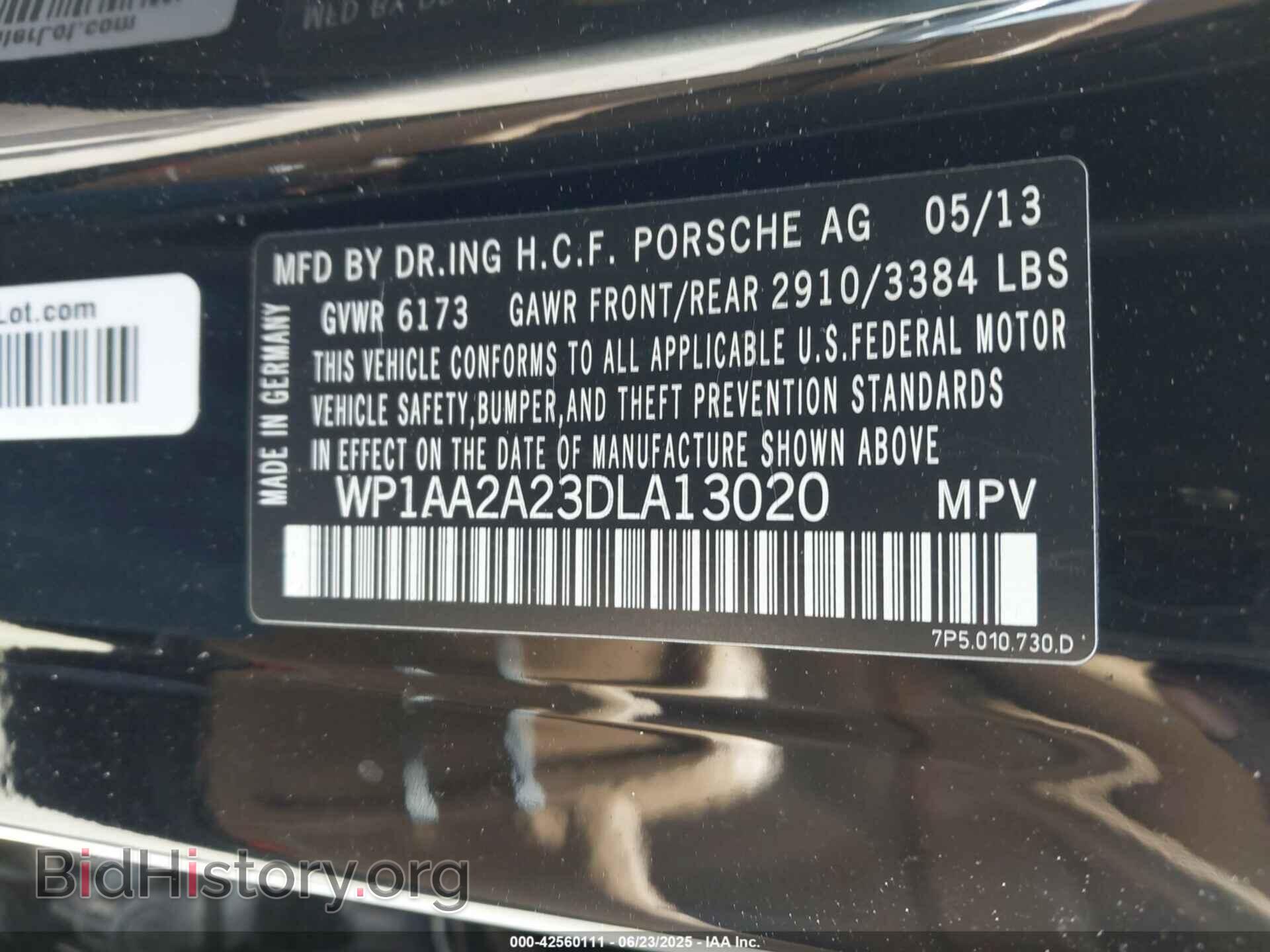 2013 PORSCHE CAYENNE - VIN: WP1AA2A23DLA13020 - Фото 9
