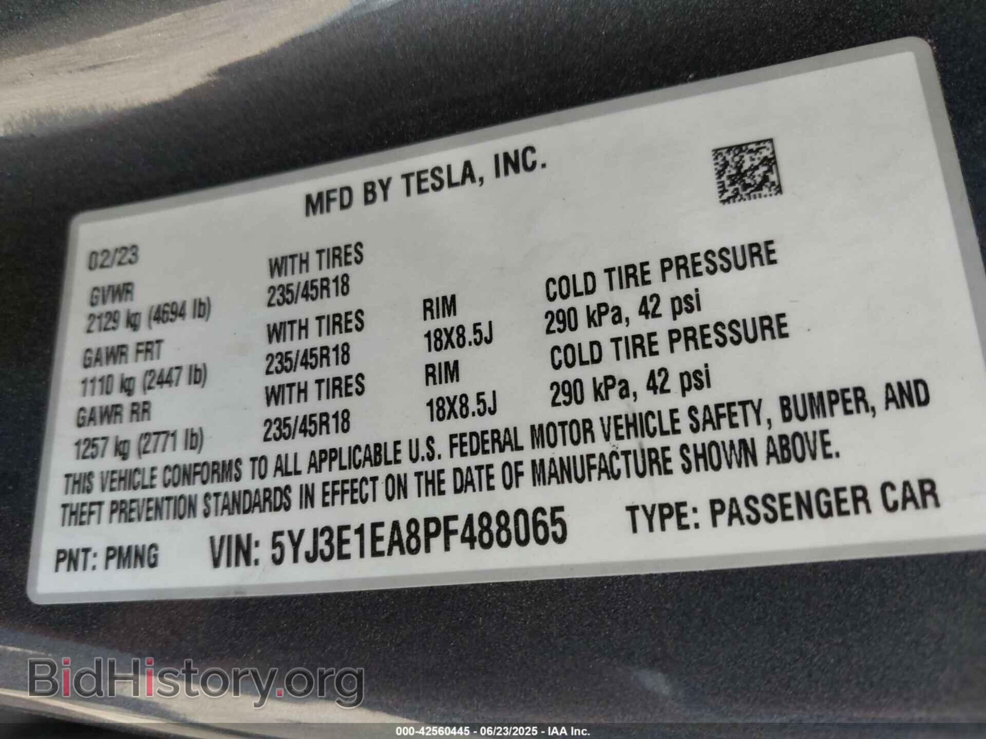 2023 TESLA MODEL 3 - VIN: 5YJ3E1EA8PF488065 - Фото 8