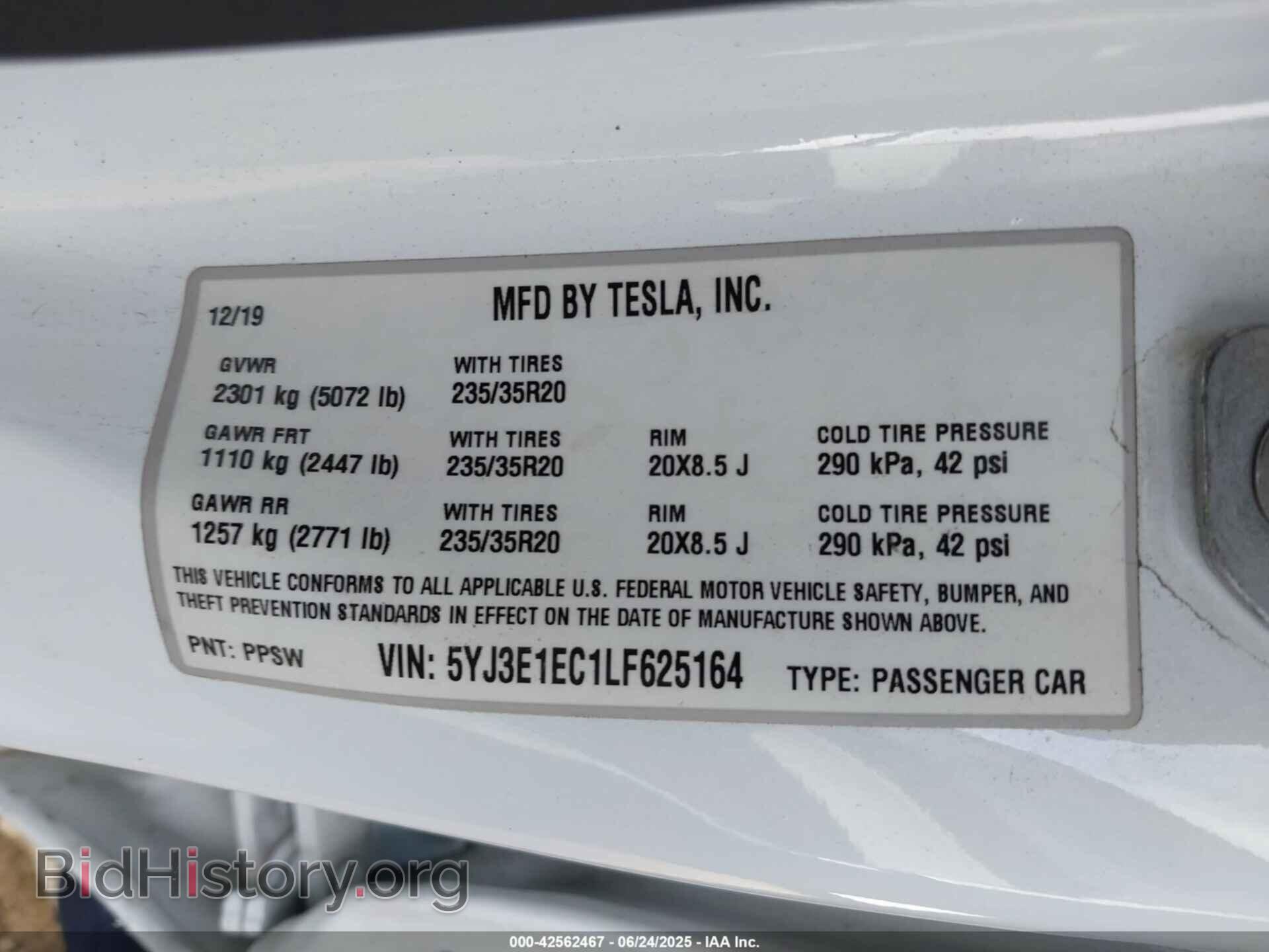 2020 TESLA MODEL 3 - VIN: 5YJ3E1EC1LF625164 - Фото 9