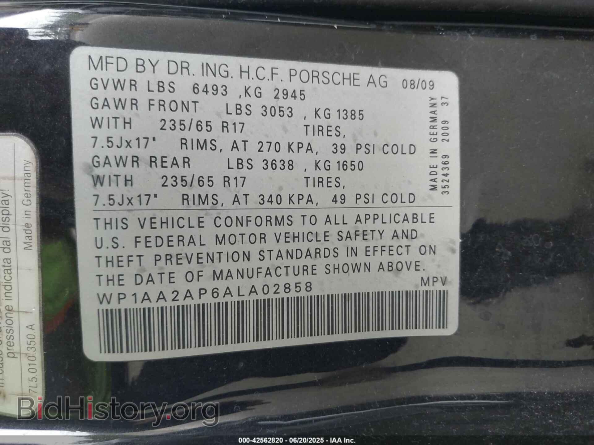 2010 PORSCHE CAYENNE - VIN: WP1AA2AP6ALA02858 - Фото 9
