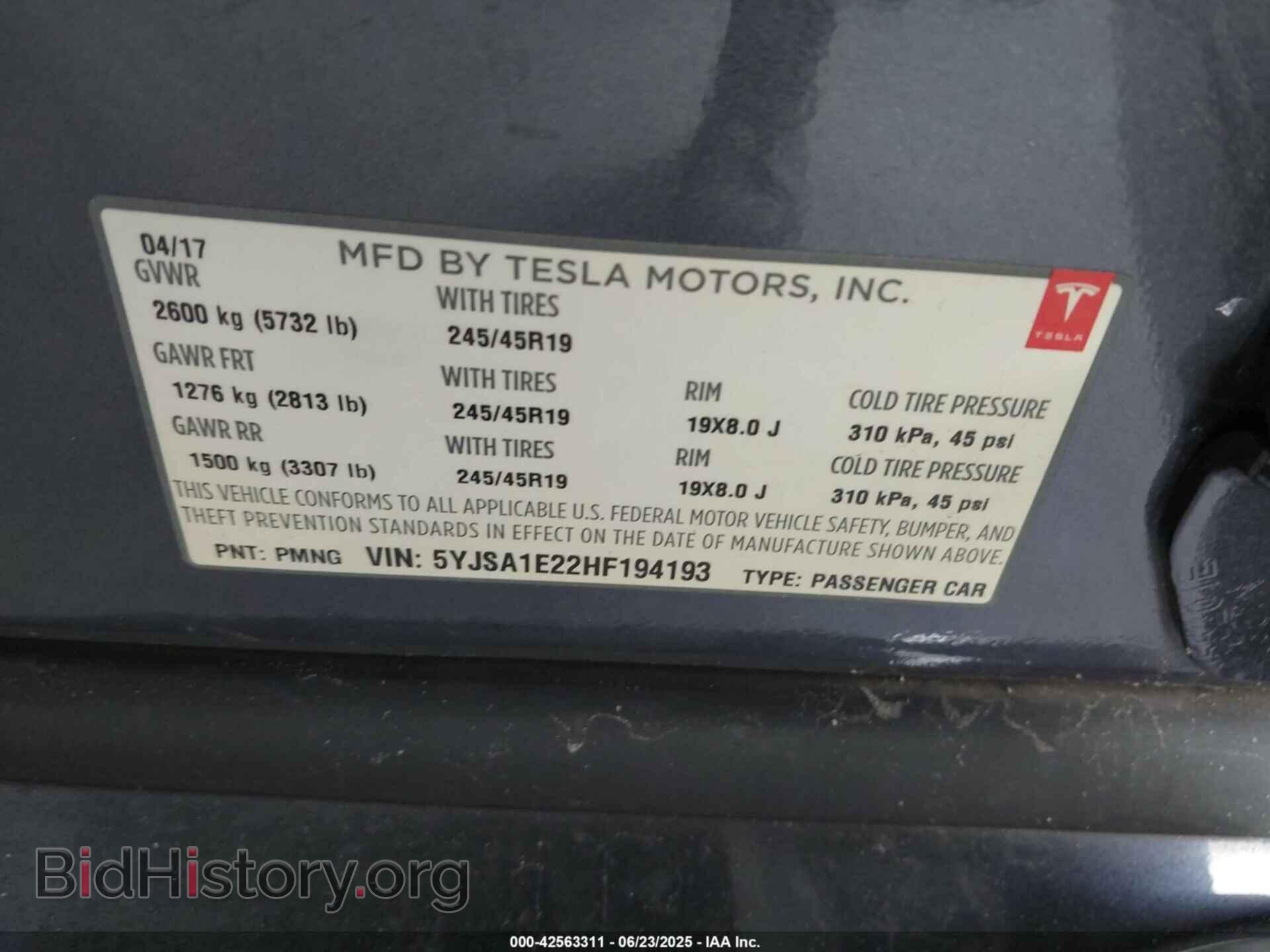 2017 TESLA MODEL S - VIN: 5YJSA1E22HF194193 - Photo 9