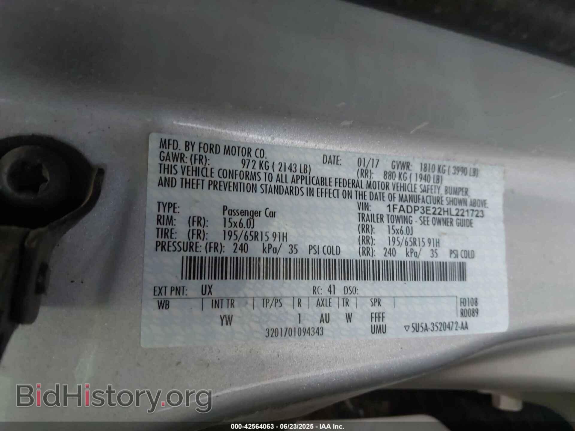 2017 FORD FOCUS - VIN: 1FADP3E22HL221723 - Фото 9