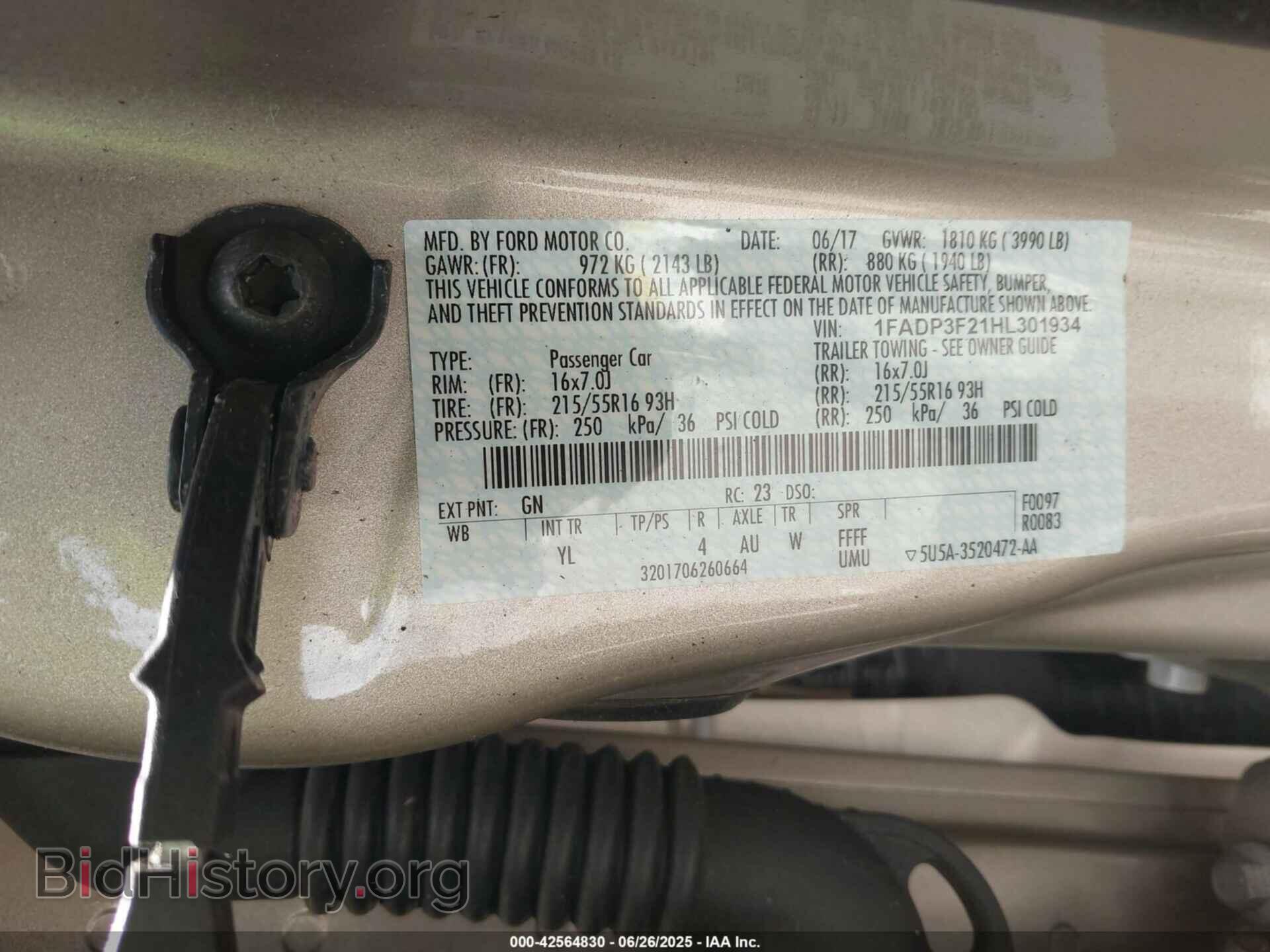 2017 FORD FOCUS - VIN: 1FADP3F21HL301934 - Фото 9