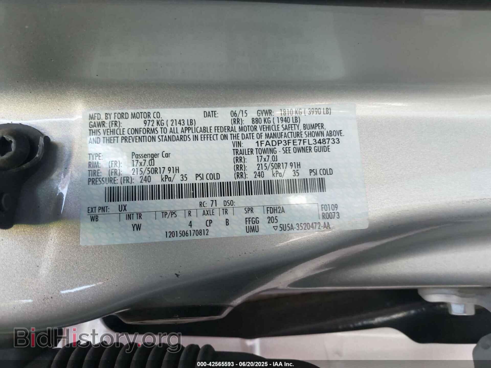 2015 FORD FOCUS - VIN: 1FADP3FE7FL348733 - Фото 9