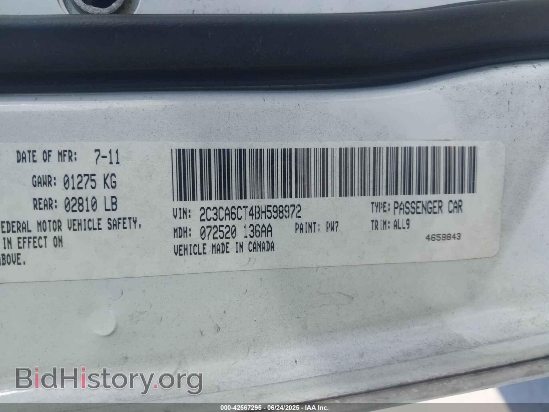 2011 CHRYSLER 300C - VIN: 2C3CA6CT4BH598972 - Фото 9