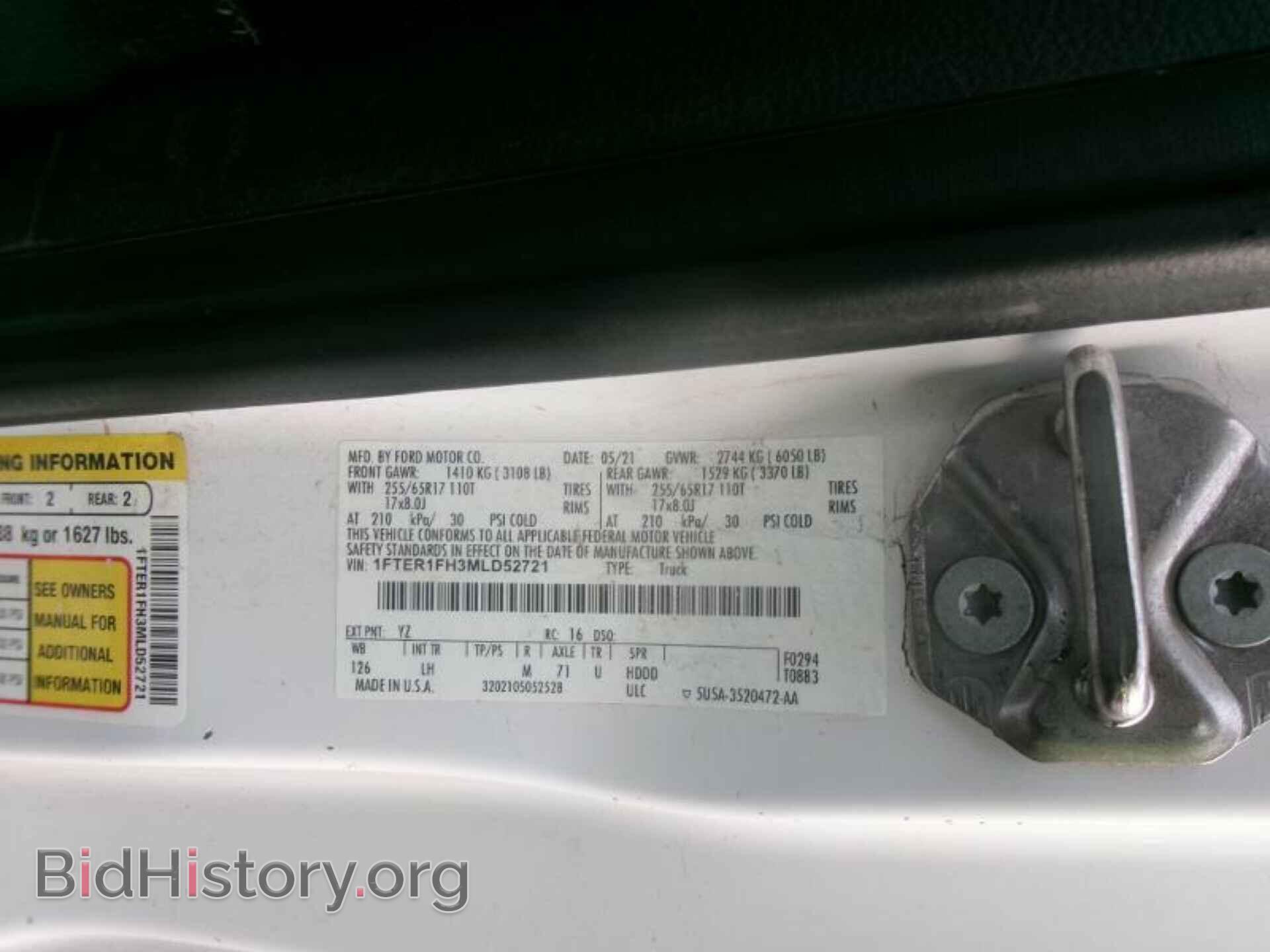 2021 FORD RANGER - VIN: 1FTER1FH3MLD52721 - Фото 2