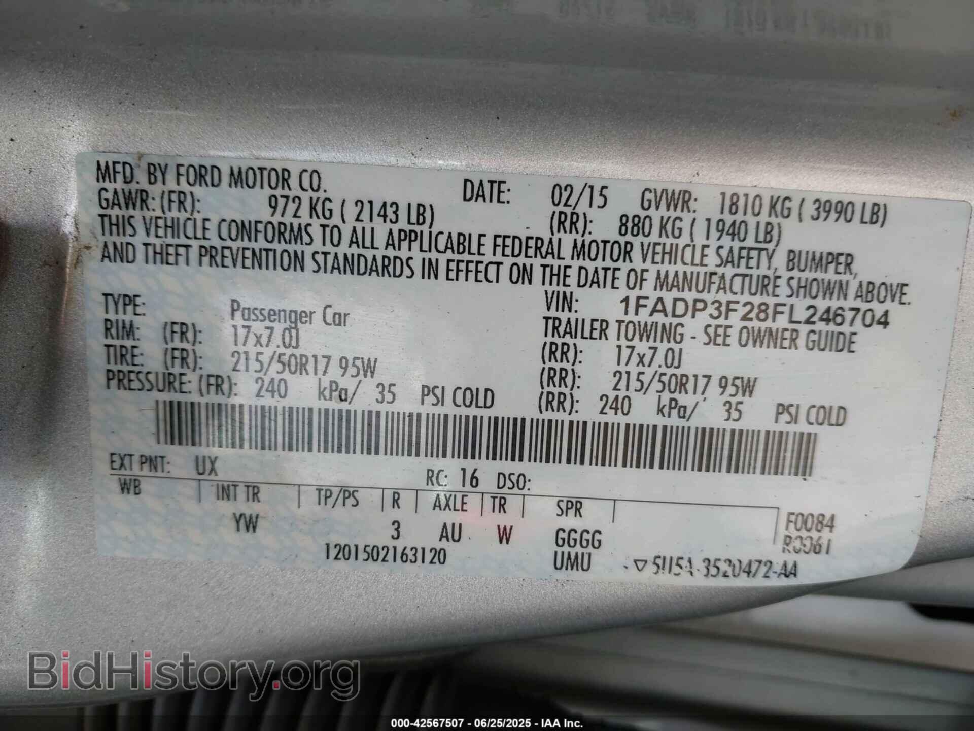 2015 FORD FOCUS - VIN: 1FADP3F28FL246704 - Фото 9