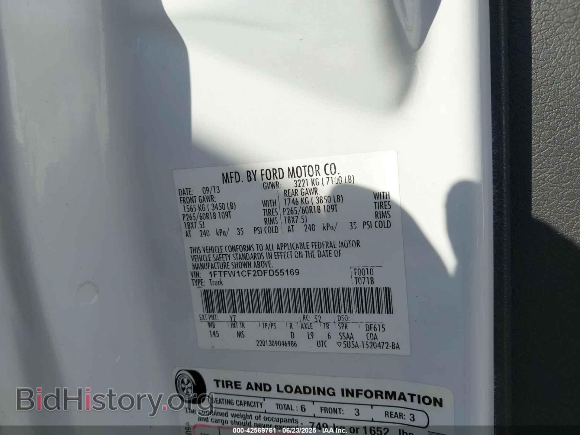 2013 FORD F-150 - VIN: 1FTFW1CF2DFD55169 - Фото 9