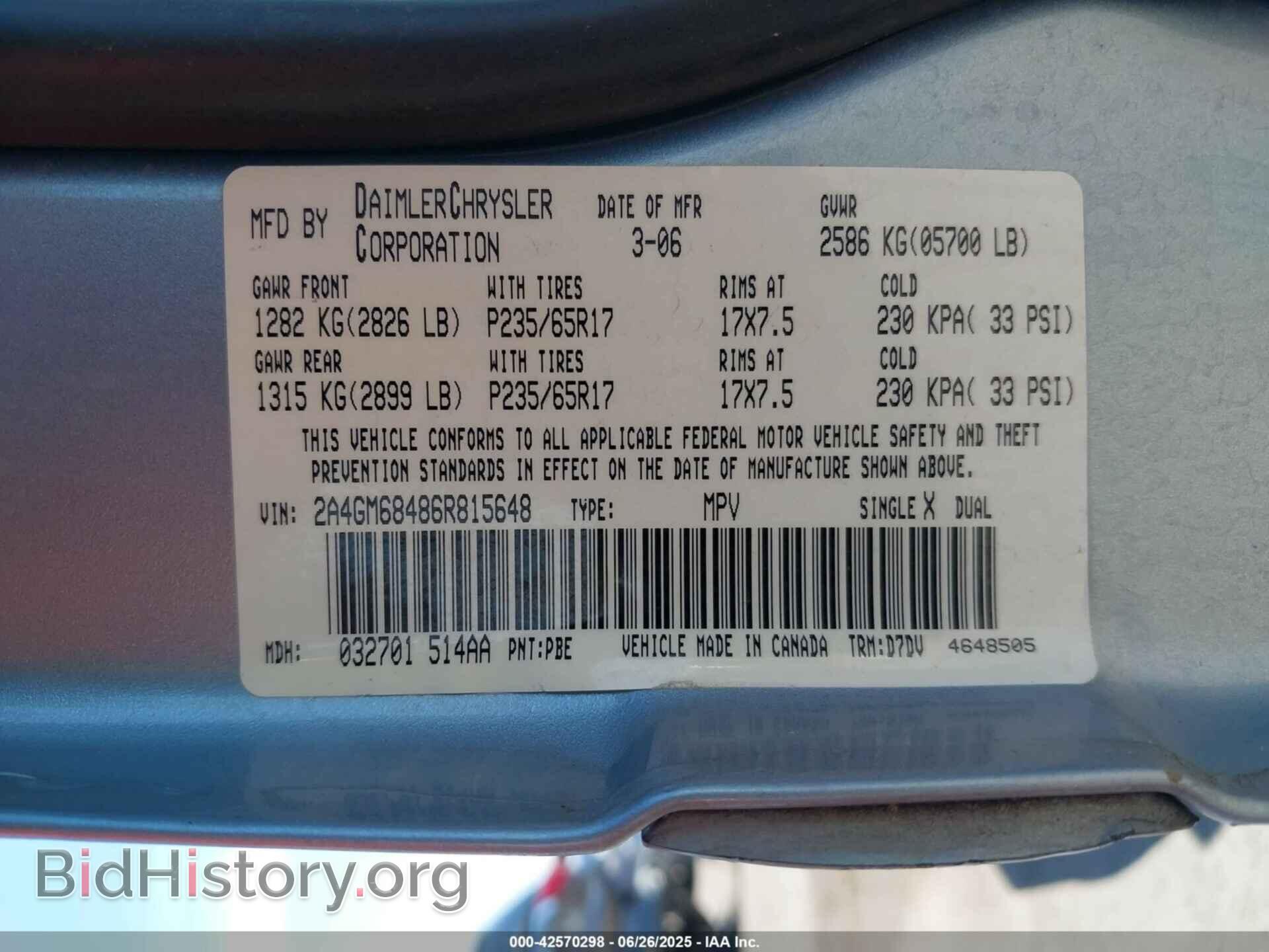 2006 CHRYSLER PACIFICA - VIN: 2A4GM68486R815648 - Photo 9