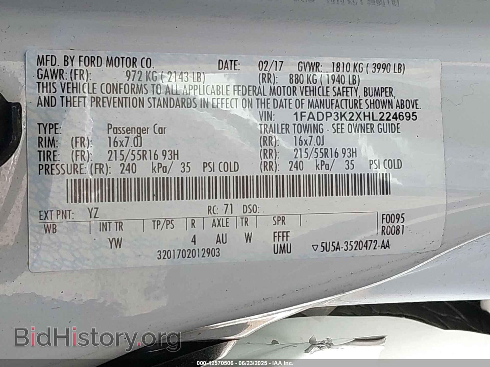 2017 FORD FOCUS - VIN: 1FADP3K2XHL224695 - Фото 9