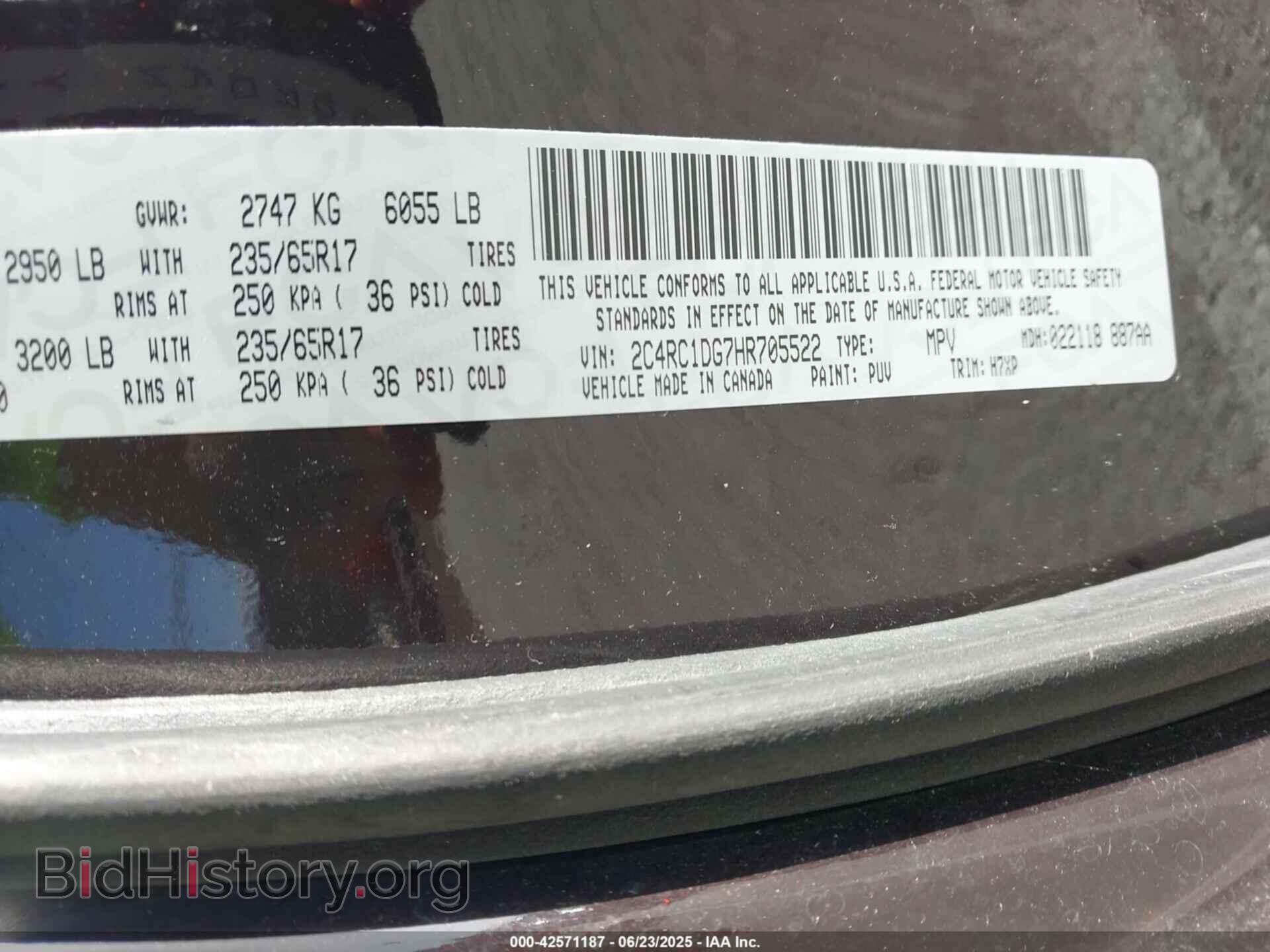 2017 CHRYSLER PACIFICA - VIN: 2C4RC1DG7HR705522 - Фото 9