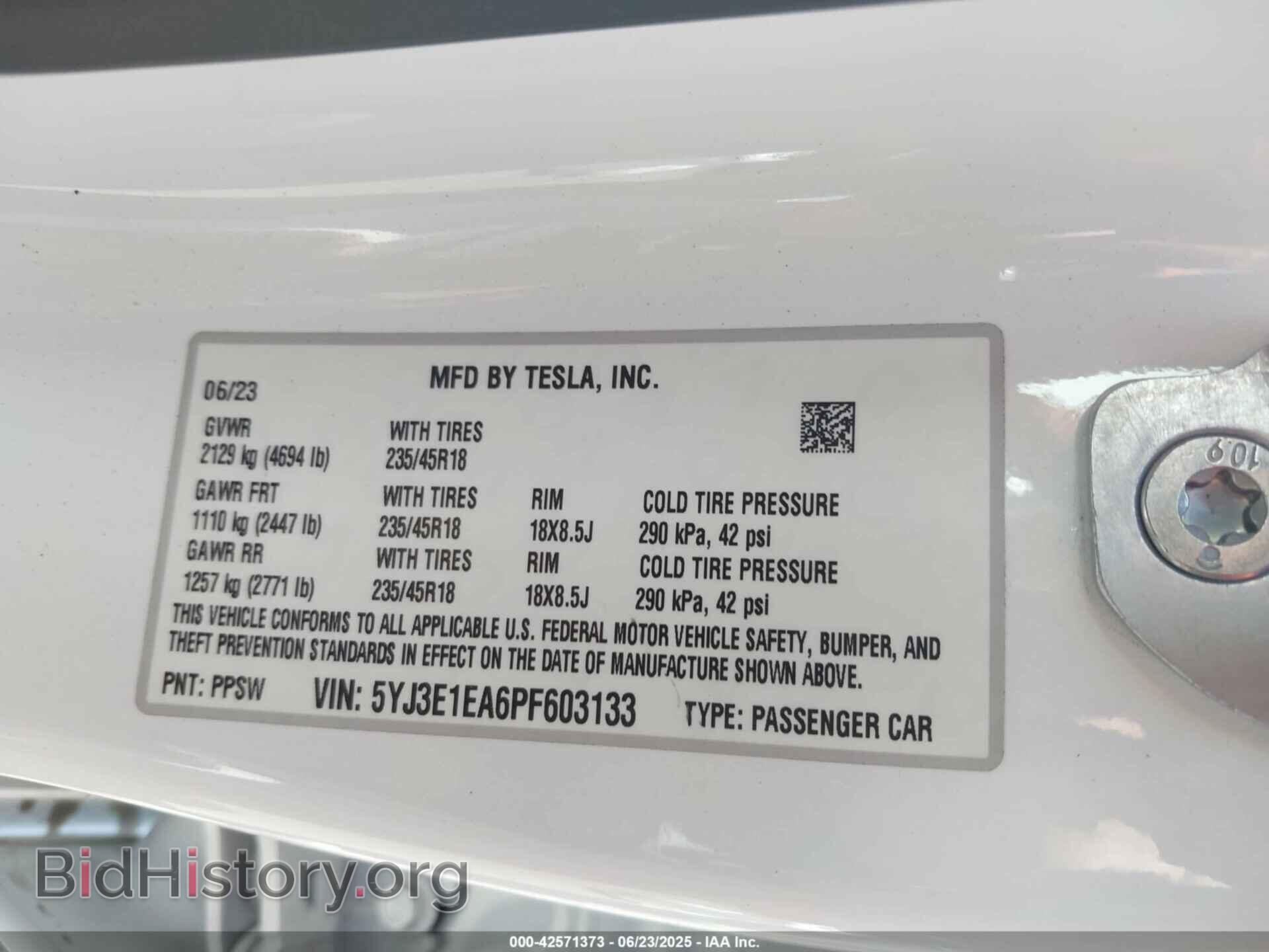2023 TESLA MODEL 3 - VIN: 5YJ3E1EA6PF603133 - Фото 9