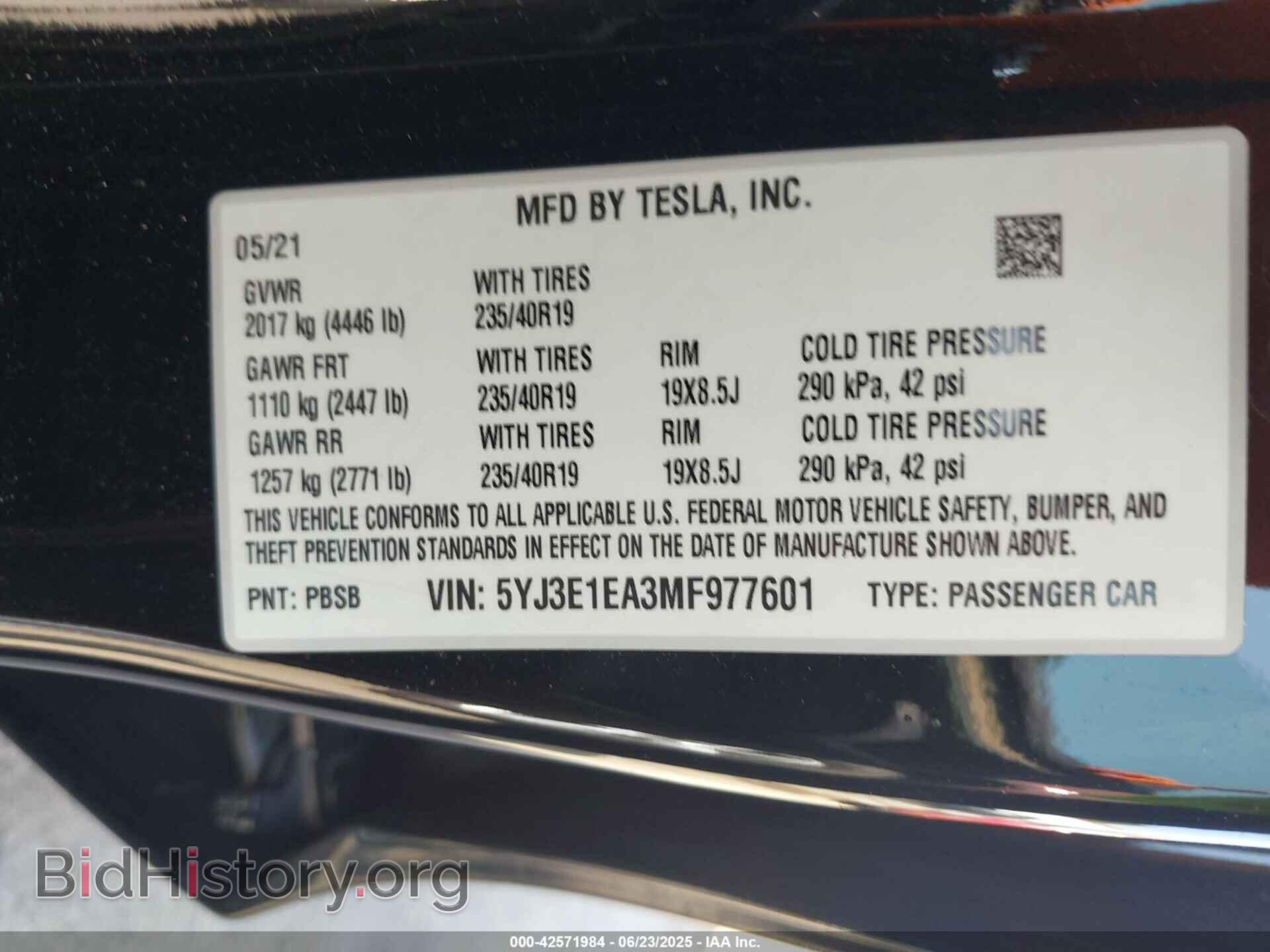 2021 TESLA MODEL 3 - VIN: 5YJ3E1EA3MF977601 - Фото 9