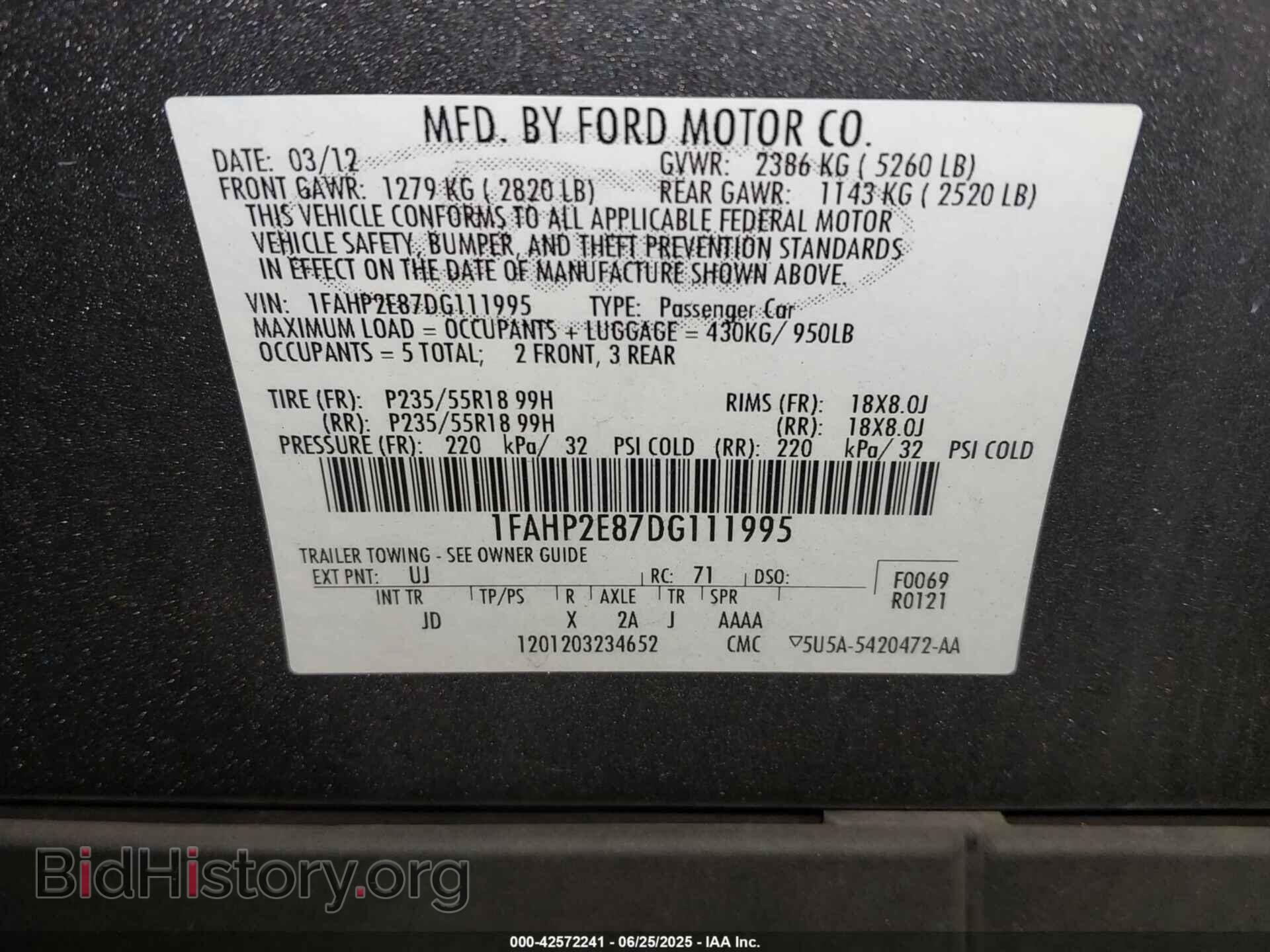 2013 FORD TAURUS - VIN: 1FAHP2E87DG111995 - Photo 9
