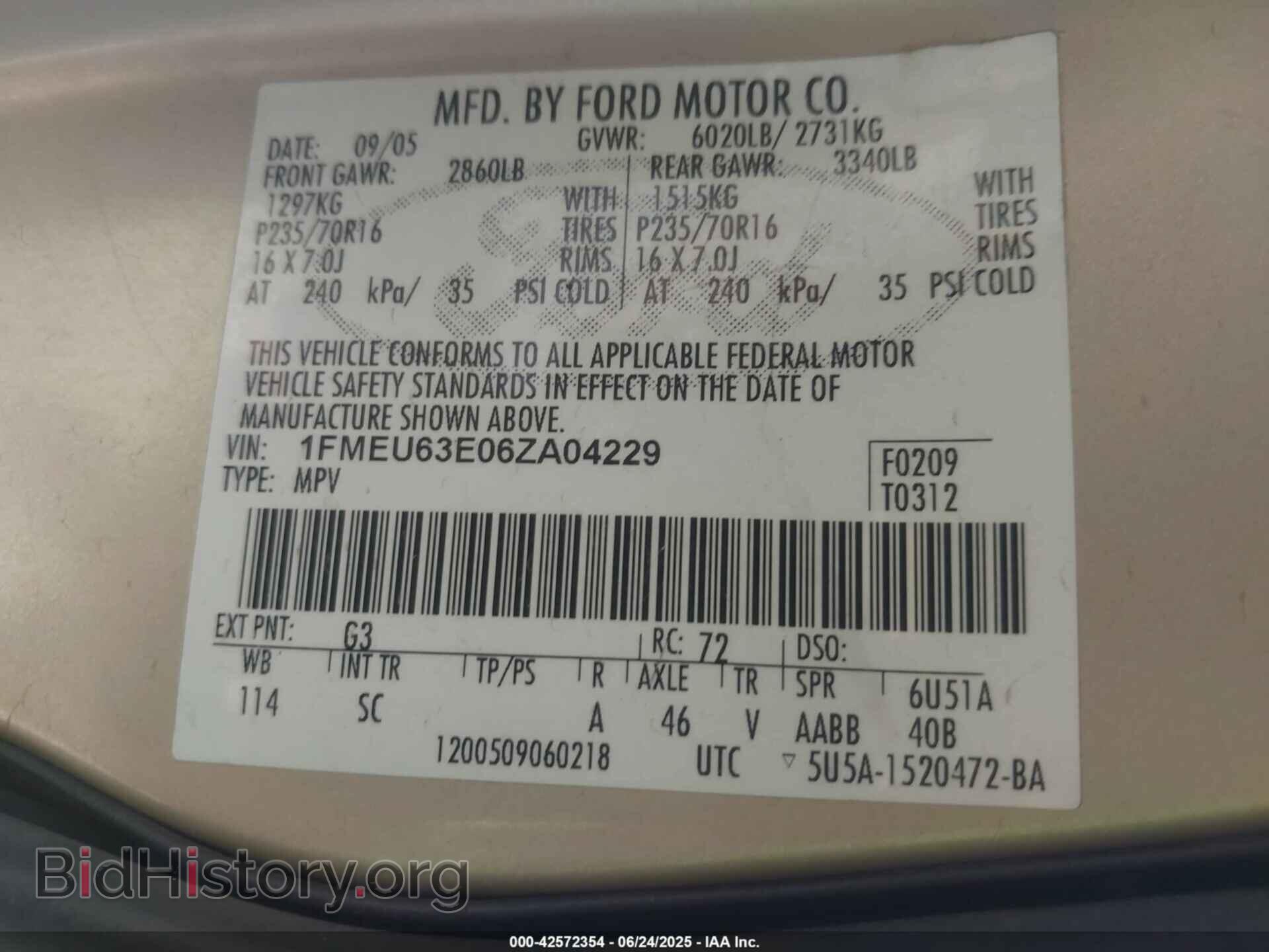 2006 FORD EXPLORER - VIN: 1FMEU63E06ZA04229 - Фото 9