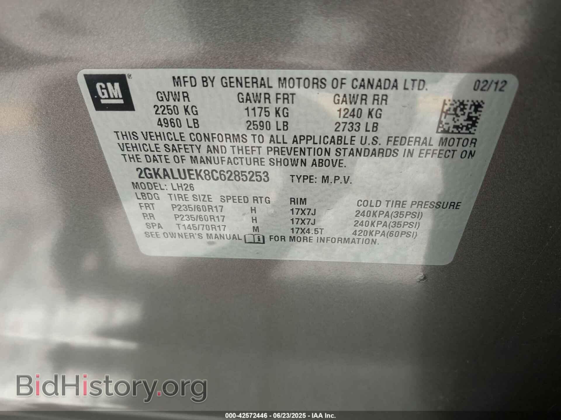 2012 GMC TERRAIN - VIN: 2GKALUEK8C6285253 - Фото 9