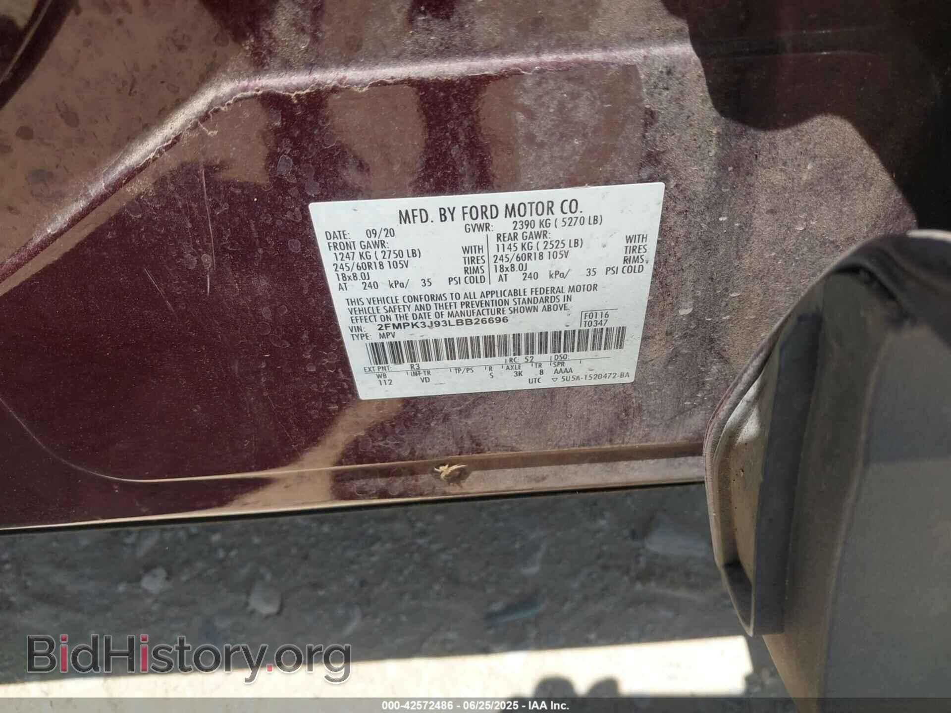 2020 FORD EDGE - VIN: 2FMPK3J93LBB26696 - Фото 9