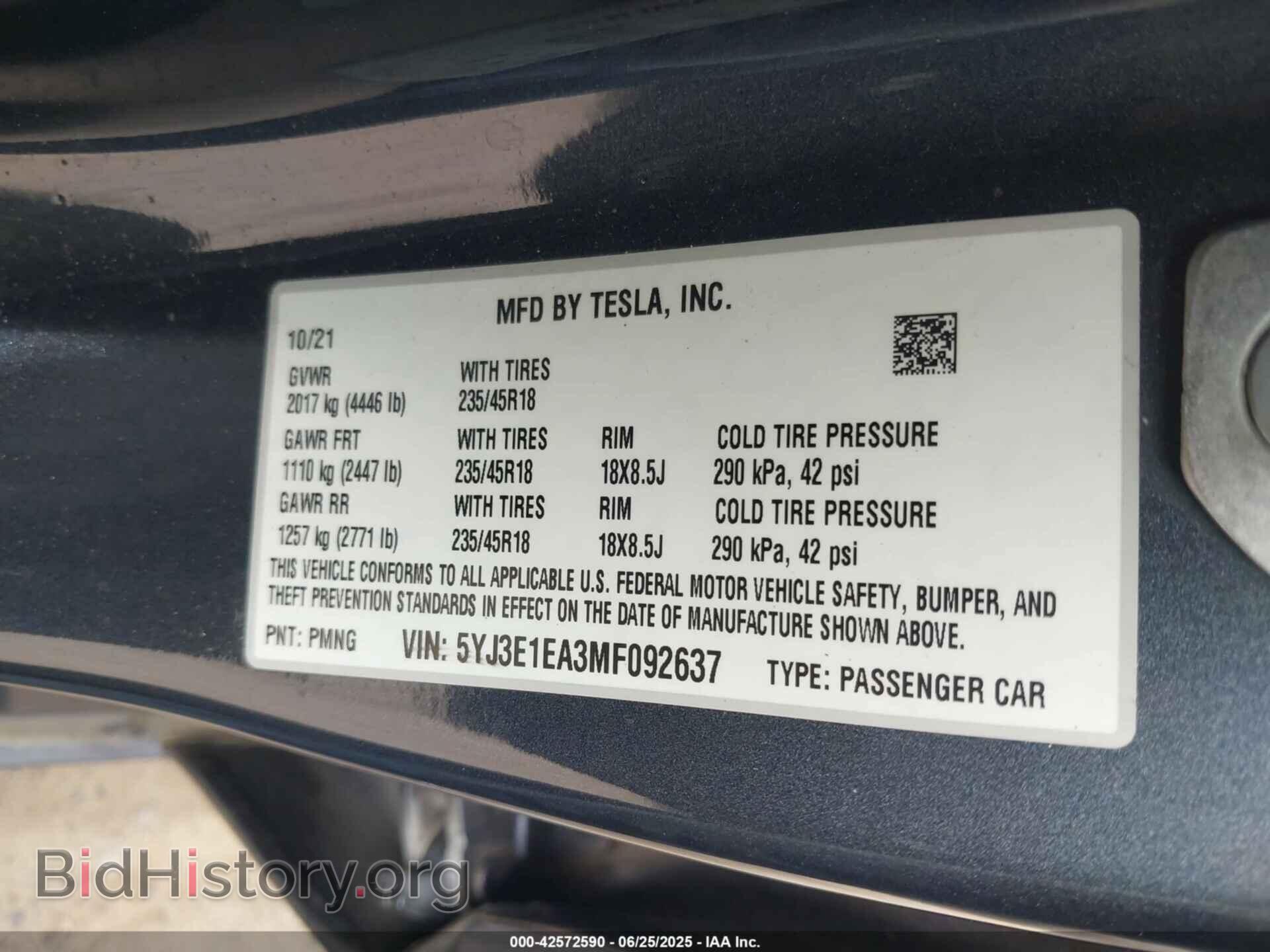 2021 TESLA MODEL 3 - VIN: 5YJ3E1EA3MF092637 - Photo 9