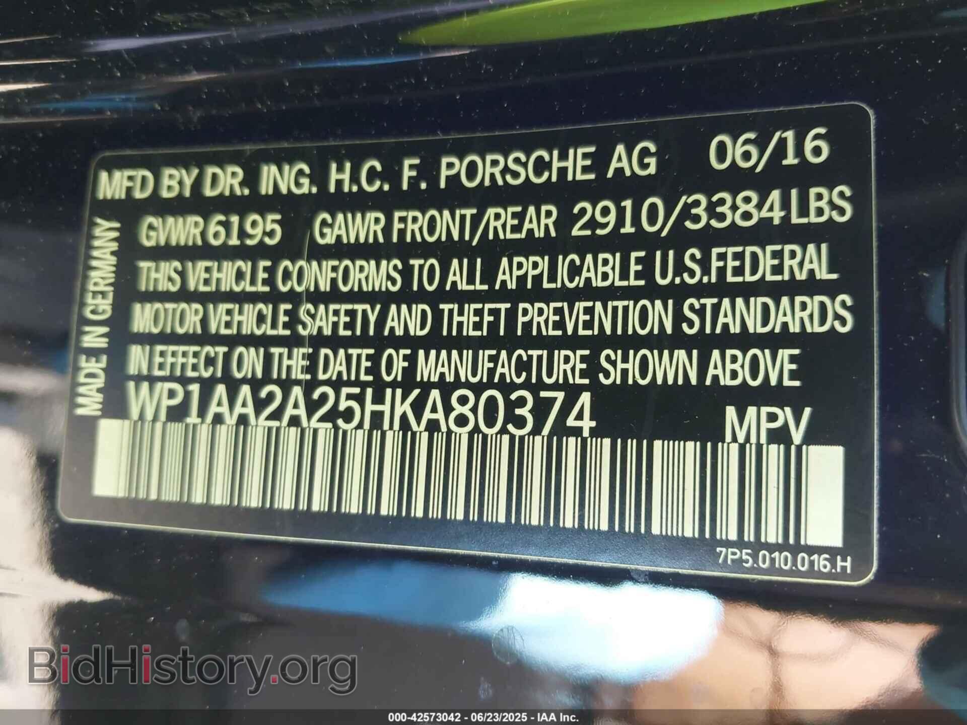 2017 PORSCHE CAYENNE - VIN: WP1AA2A25HKA80374 - Фото 9