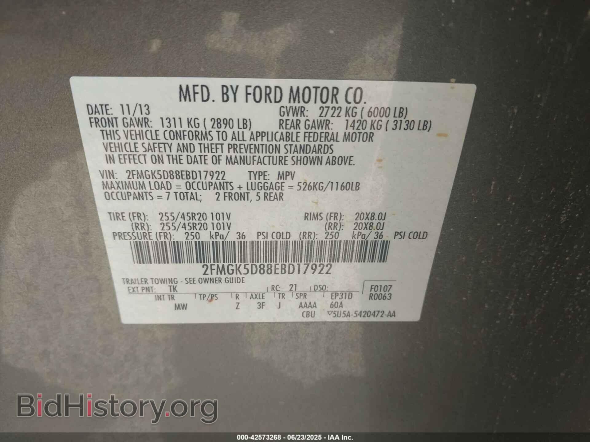 2014 FORD FLEX - VIN: 2FMGK5D88EBD17922 - Фото 9