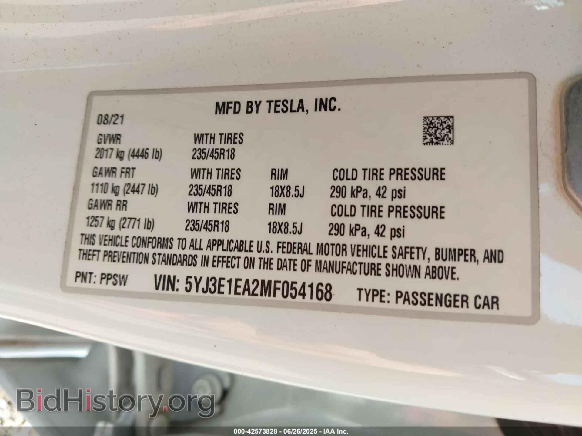 2021 TESLA MODEL 3 - VIN: 5YJ3E1EA2MF054168 - Фото 9