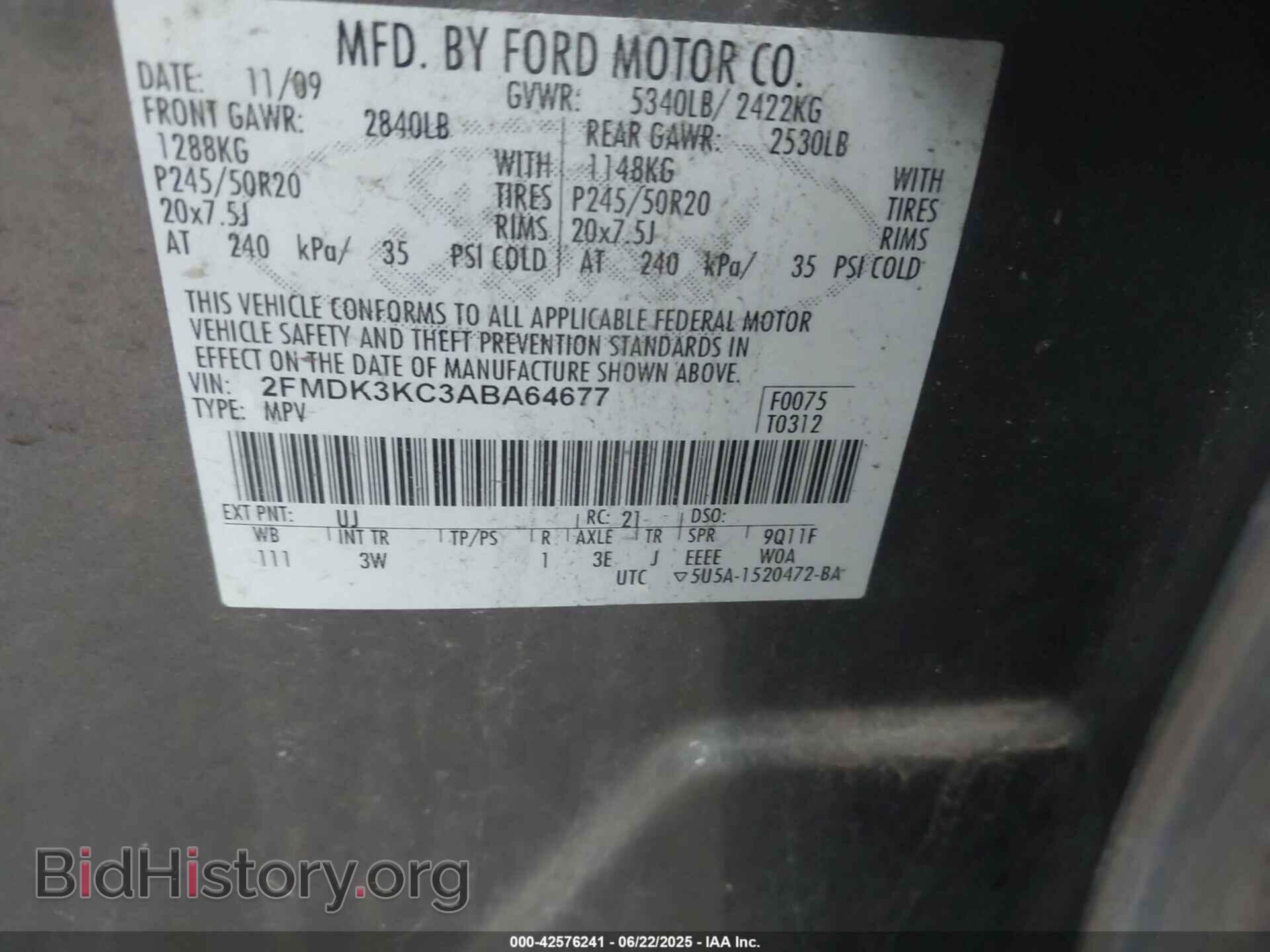 2010 FORD EDGE - VIN: 2FMDK3KC3ABA64677 - Фото 9