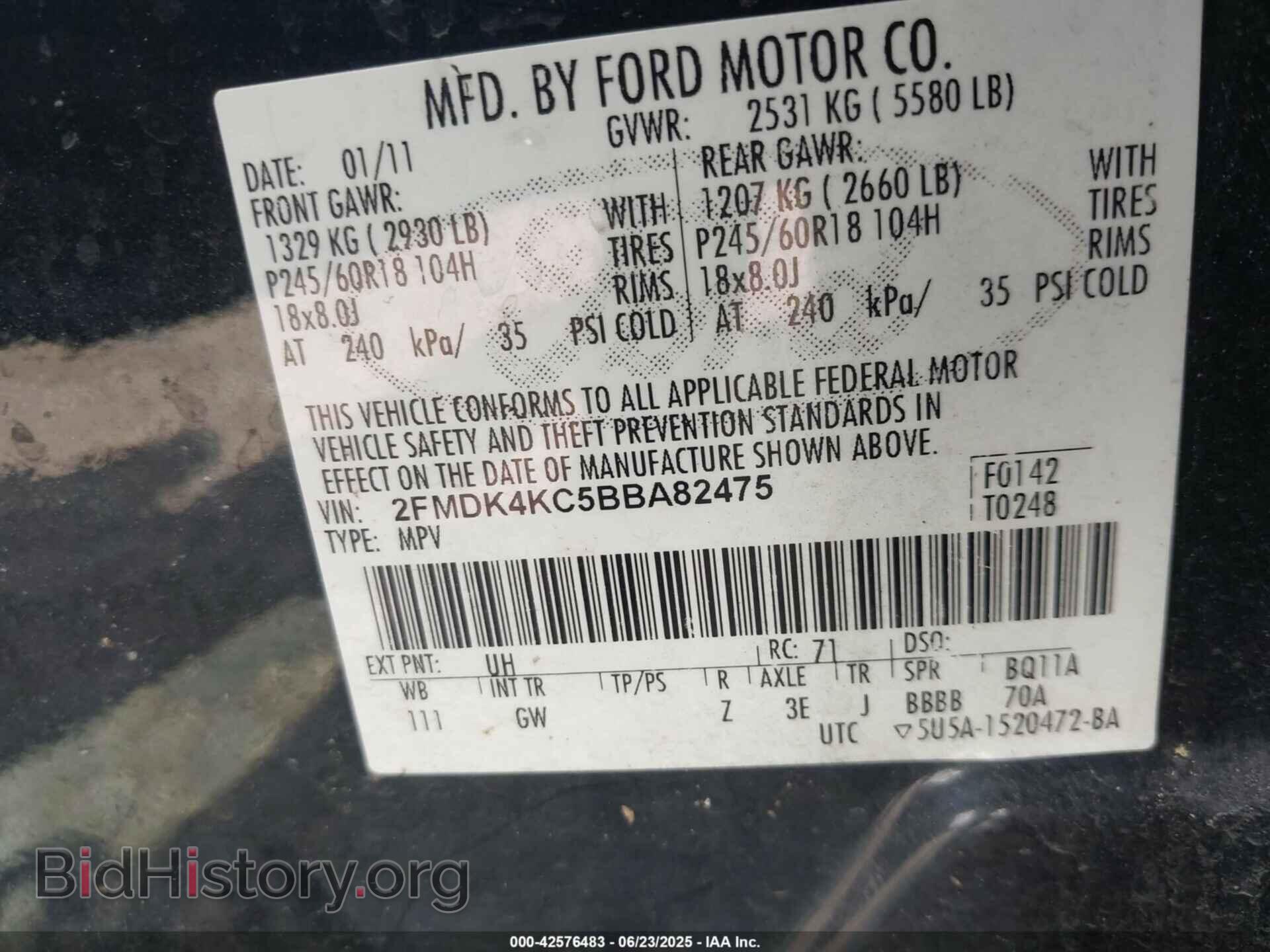2011 FORD EDGE - VIN: 2FMDK4KC5BBA82475 - Photo 9