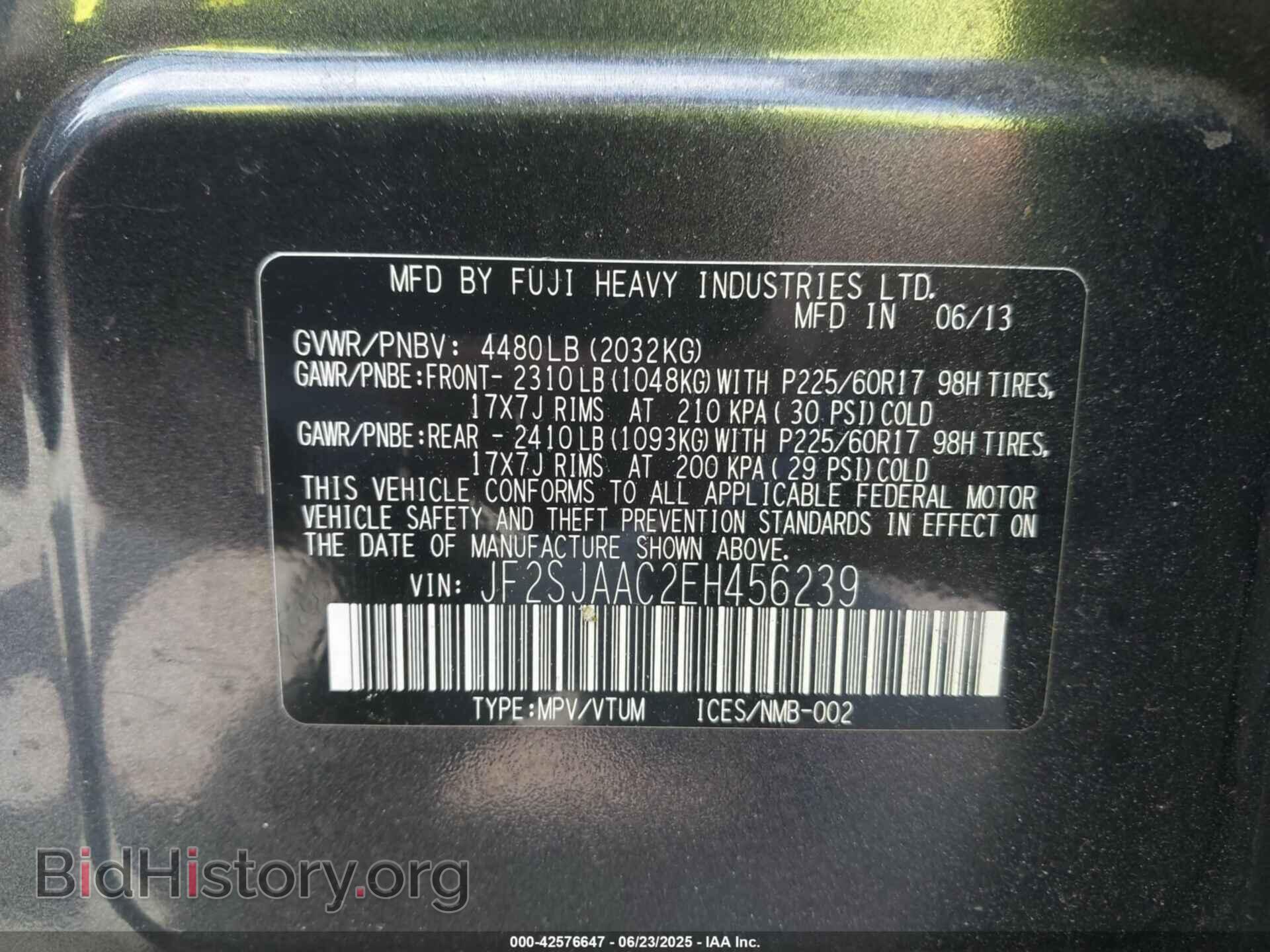2014 SUBARU FORESTER - VIN: JF2SJAAC2EH456239 - Фото 9