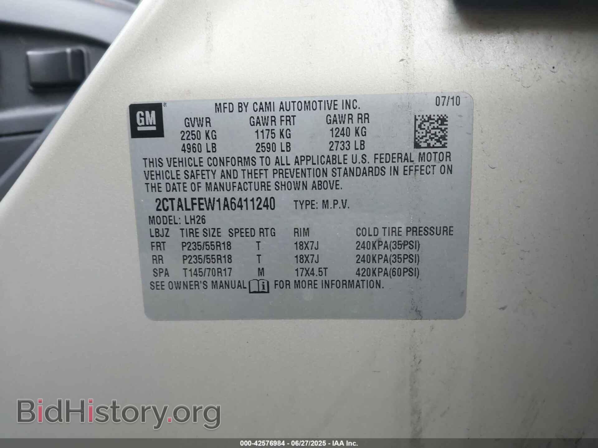 2010 GMC TERRAIN - VIN: 2CTALFEW1A6411240 - Фото 9