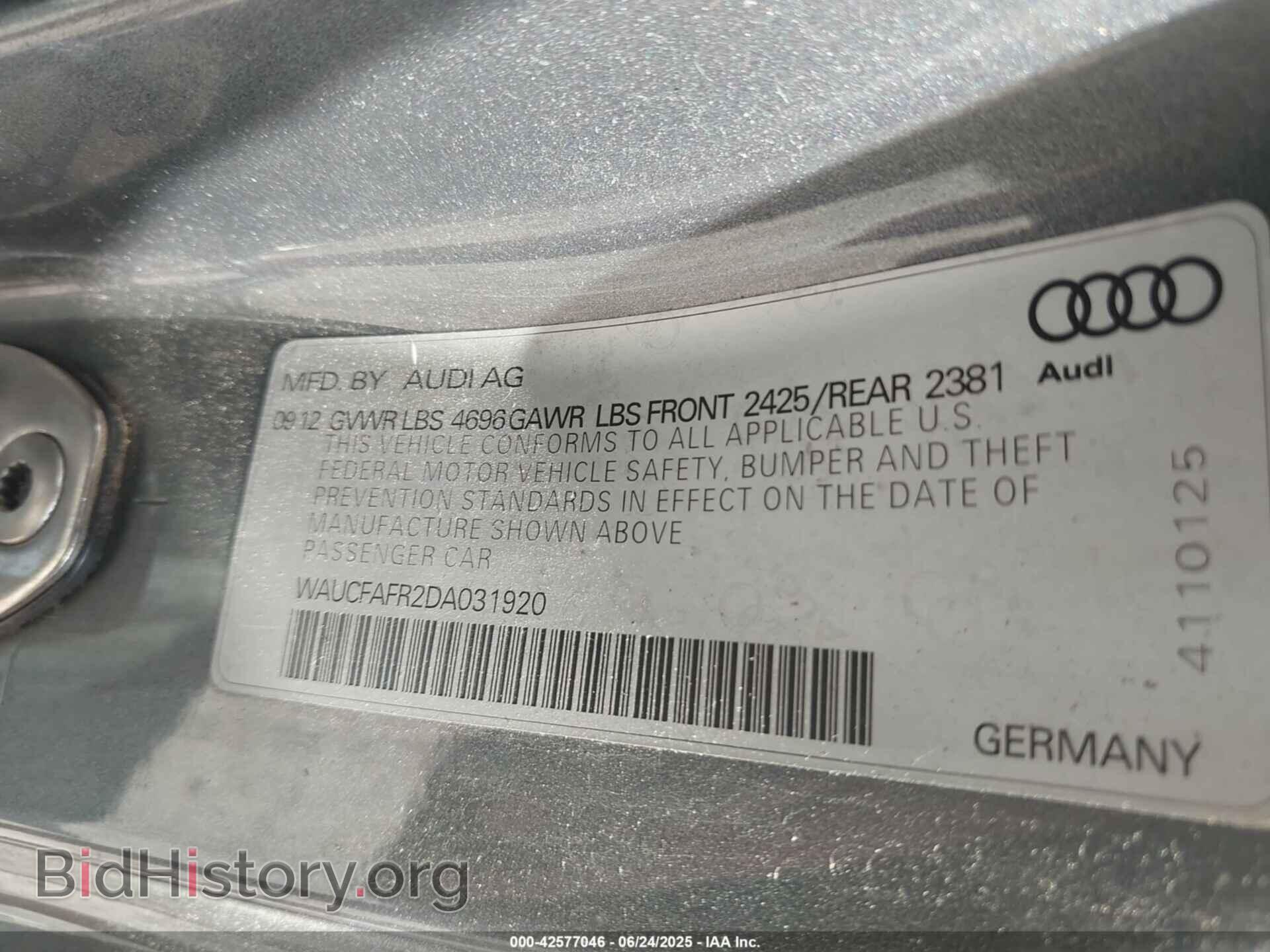 2013 AUDI A5 - VIN: WAUCFAFR2DA031920 - Фото 9