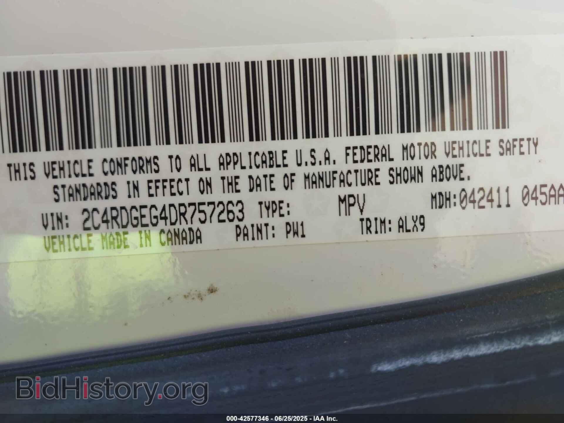 2013 DODGE GRAND CARAVAN - VIN: 2C4RDGEG4DR757263 - Фото 9