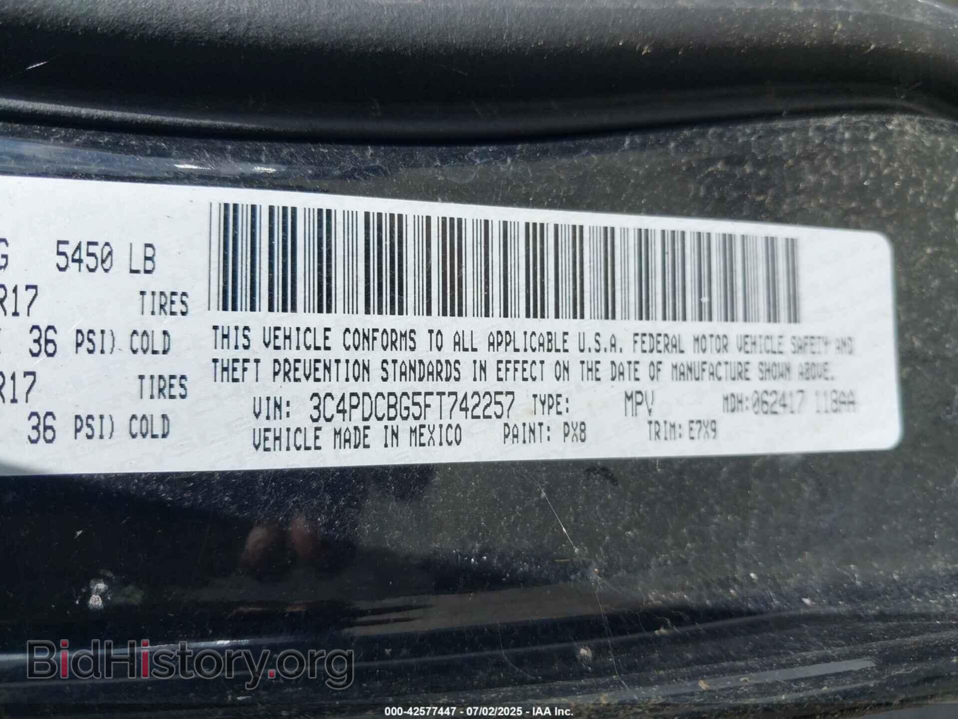 2015 DODGE JOURNEY - VIN: 3C4PDCBG5FT742257 - Фото 9