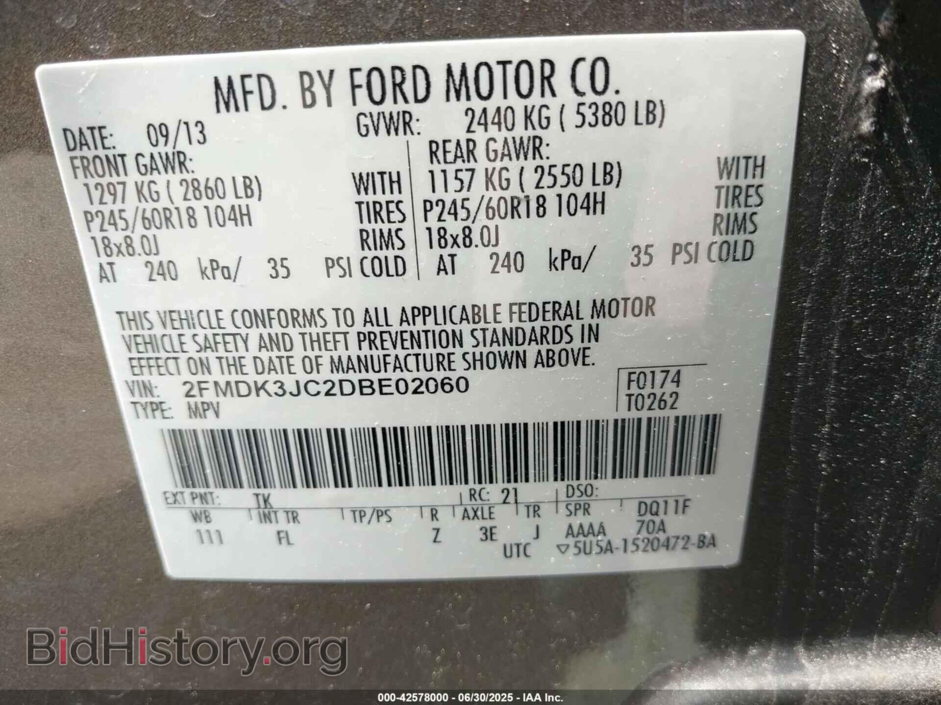 2013 FORD EDGE - VIN: 2FMDK3JC2DBE02060 - Photo 9