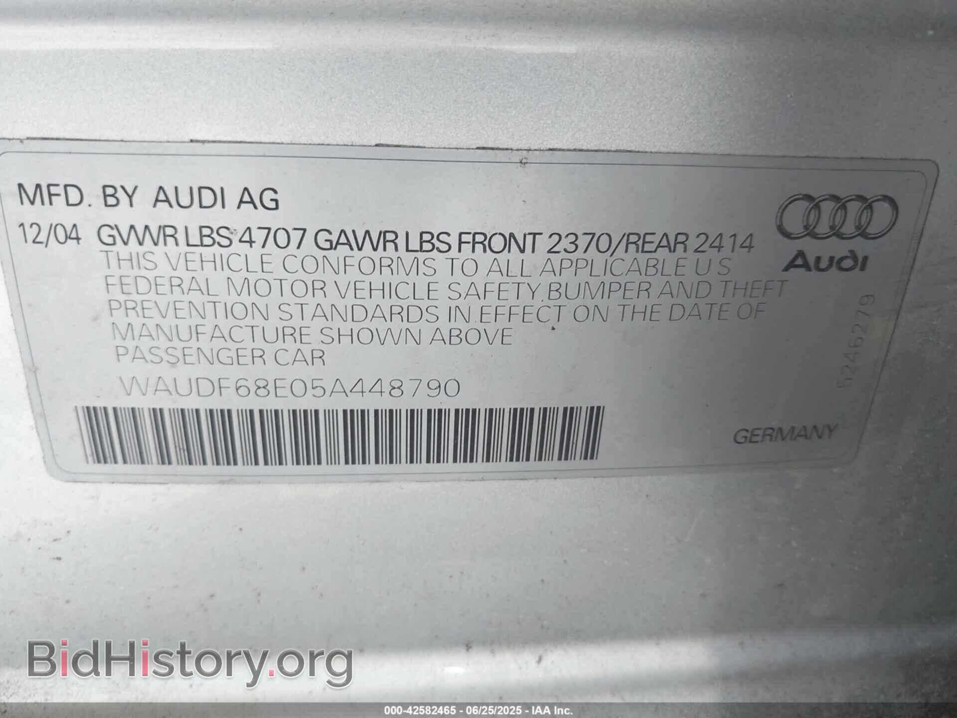 2005 AUDI A4 - VIN: WAUDF68E05A448790 - Photo 9