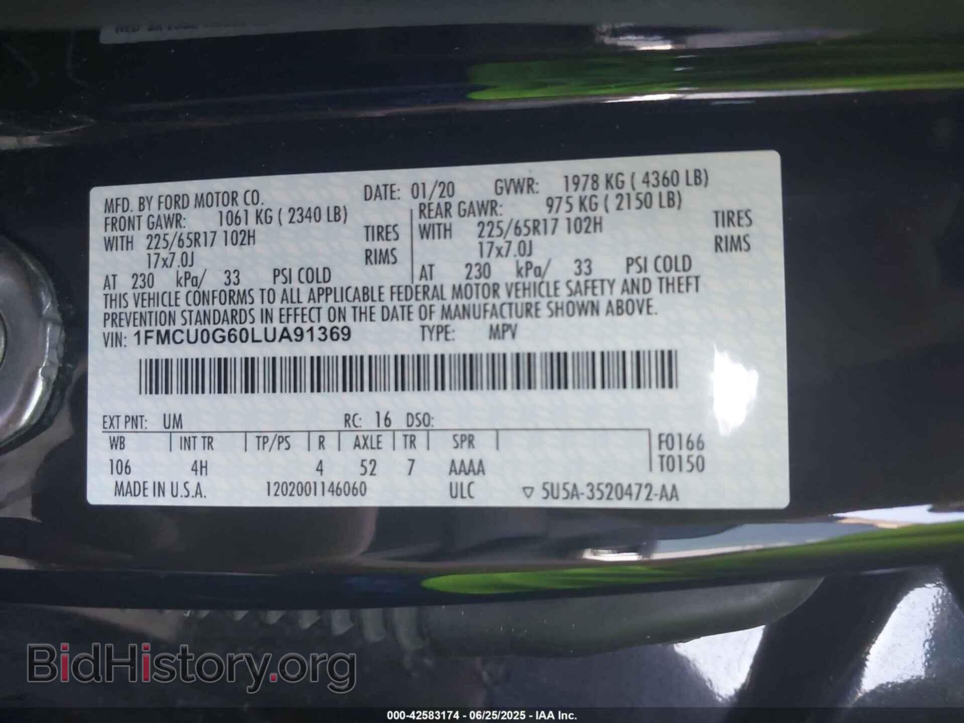 2020 FORD ESCAPE - VIN: 1FMCU0G60LUA91369 - Фото 9