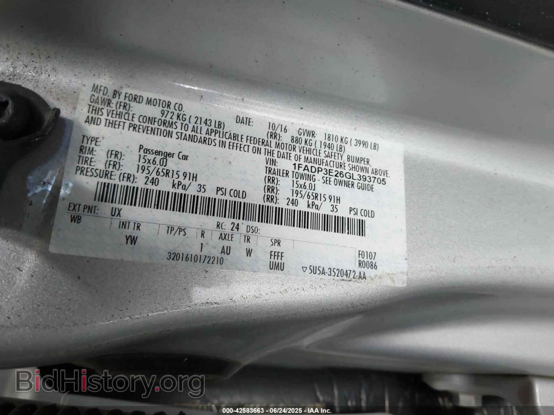 2016 FORD FOCUS - VIN: 1FADP3E26GL393705 - Фото 9