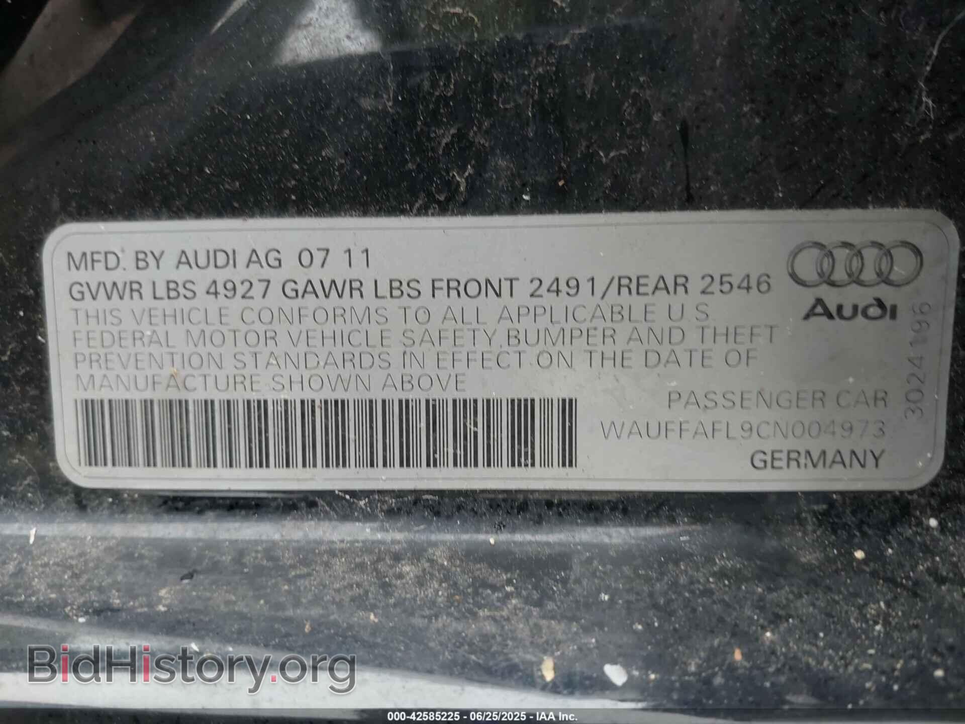 2012 AUDI A4 - VIN: WAUFFAFL9CN004973 - Фото 9