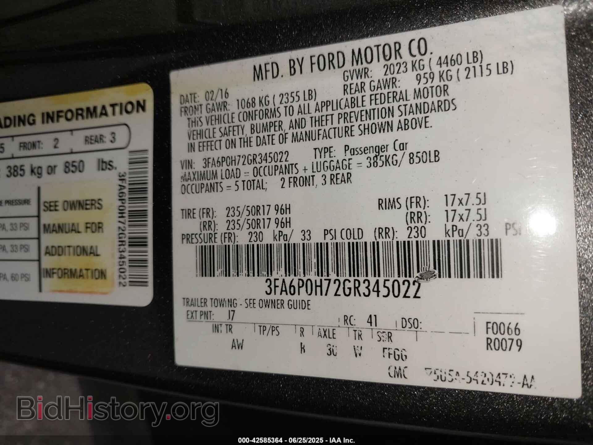 2016 FORD FUSION - VIN: 3FA6P0H72GR345022 - Фото 9