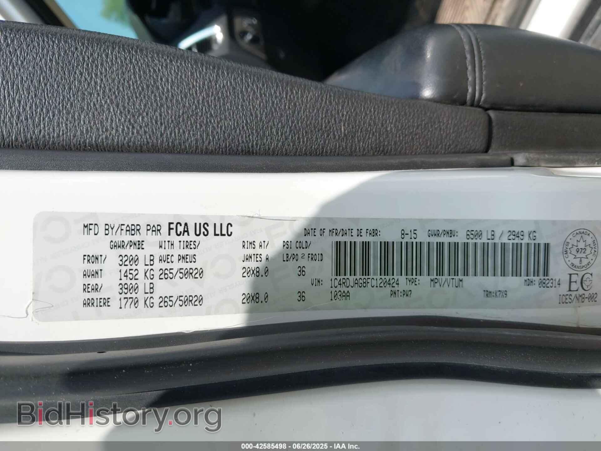 2015 DODGE DURANGO - VIN: 1C4RDJAG8FC120424 - Photo 9