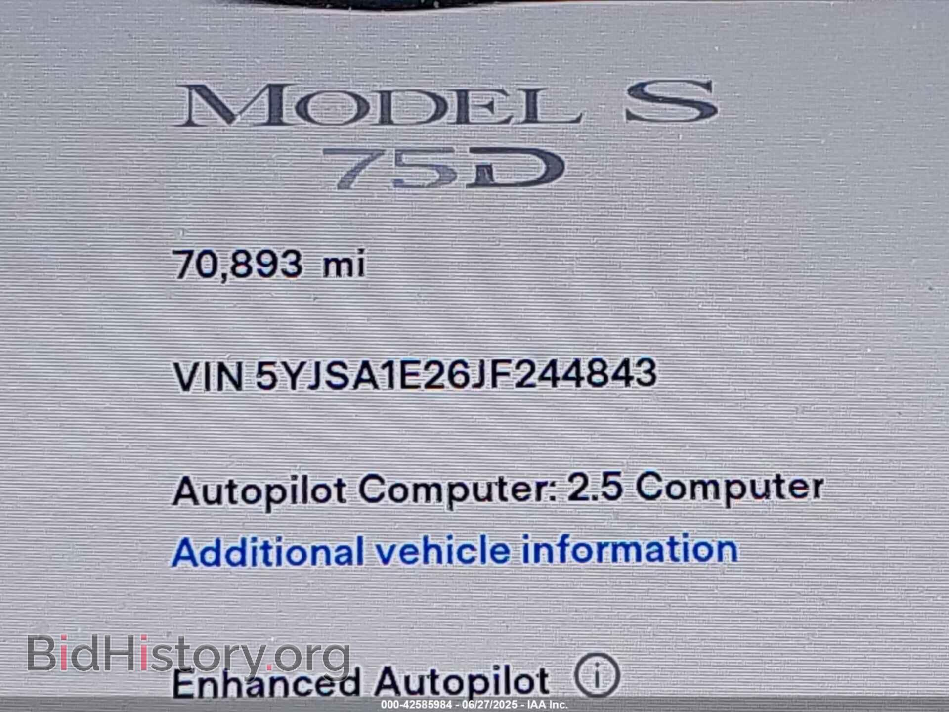 2018 TESLA MODEL S - VIN: 5YJSA1E26JF244843 - Photo 15