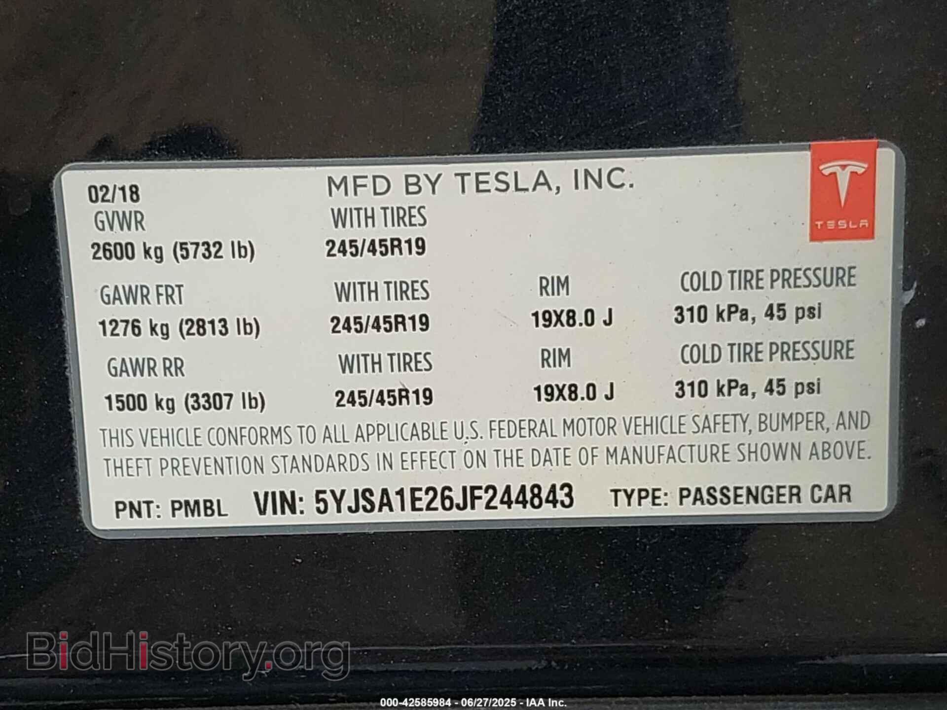 2018 TESLA MODEL S - VIN: 5YJSA1E26JF244843 - Photo 9