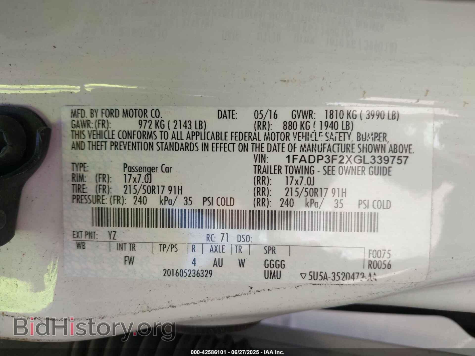2016 FORD FOCUS - VIN: 1FADP3F2XGL339757 - Фото 9