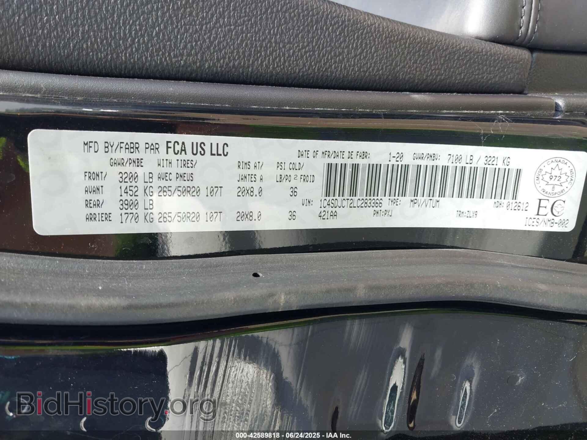 2020 DODGE DURANGO - VIN: 1C4SDJCT2LC283366 - Photo 9
