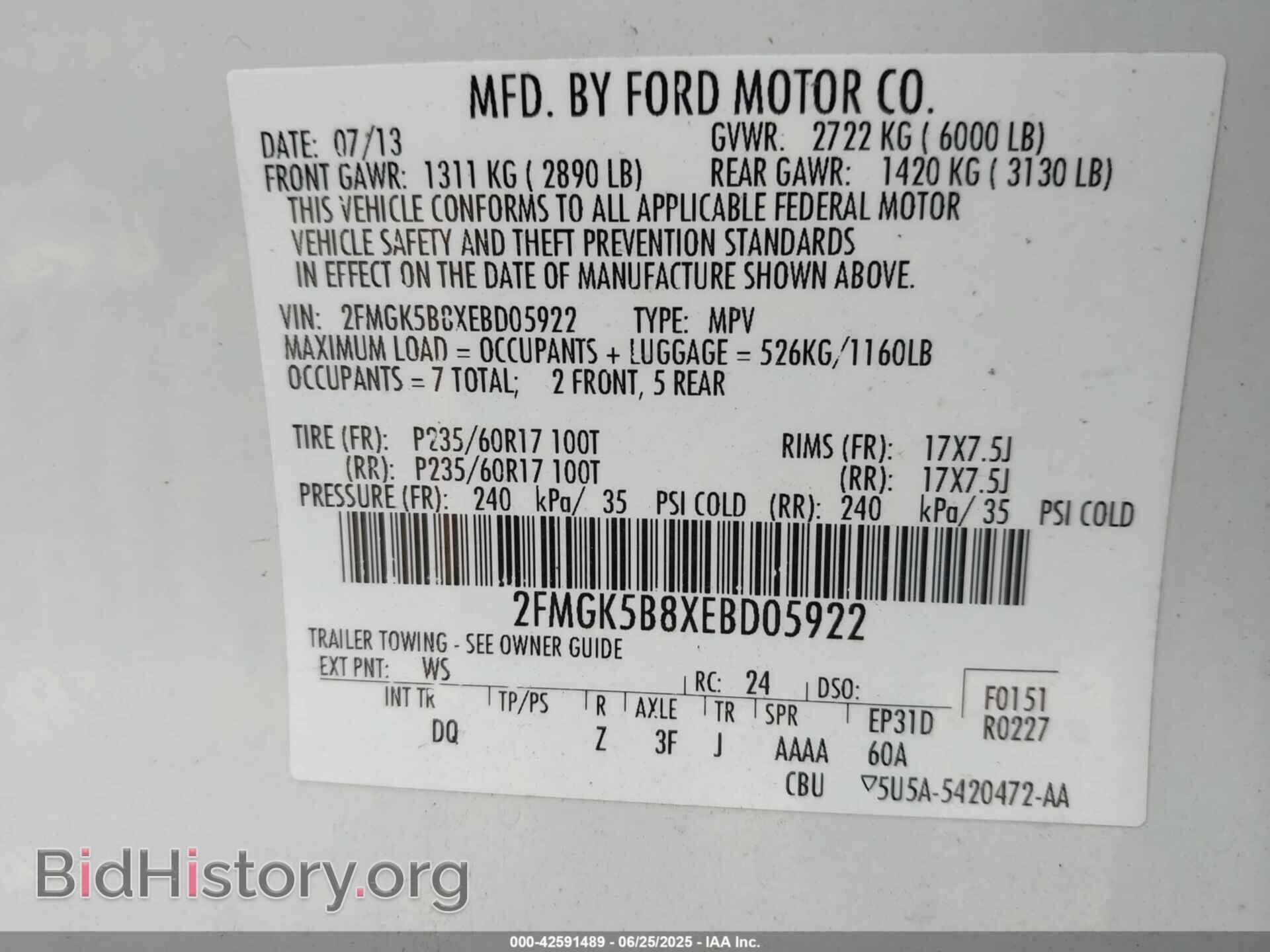 2014 FORD FLEX - VIN: 2FMGK5B8XEBD05922 - Photo 9