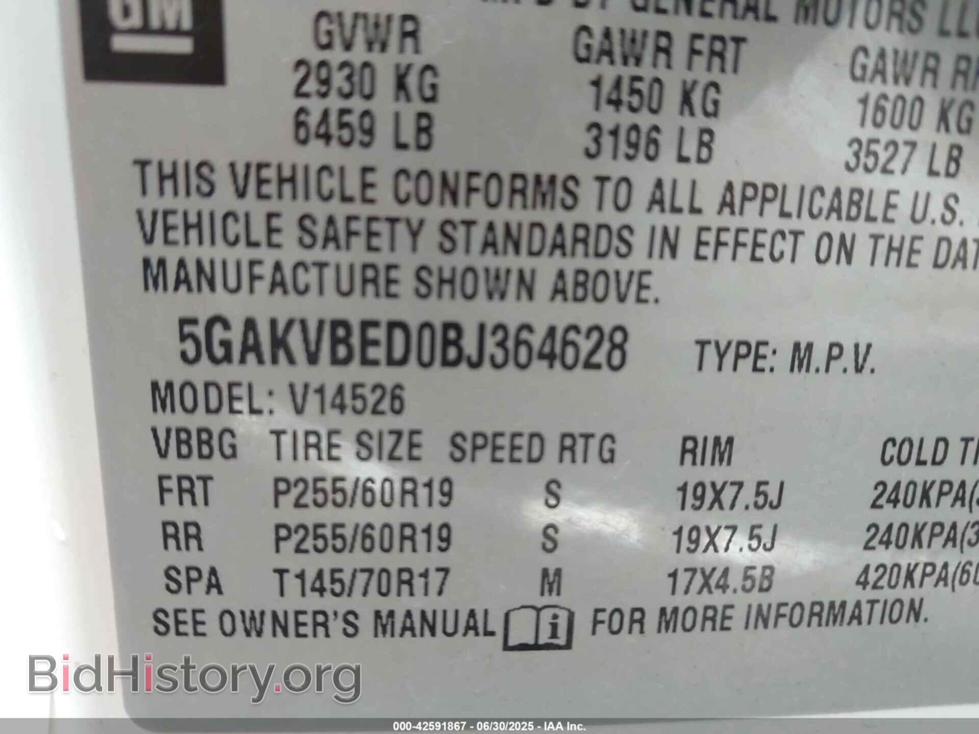 2011 BUICK ENCLAVE - VIN: 5GAKVBED0BJ364628 - Фото 9