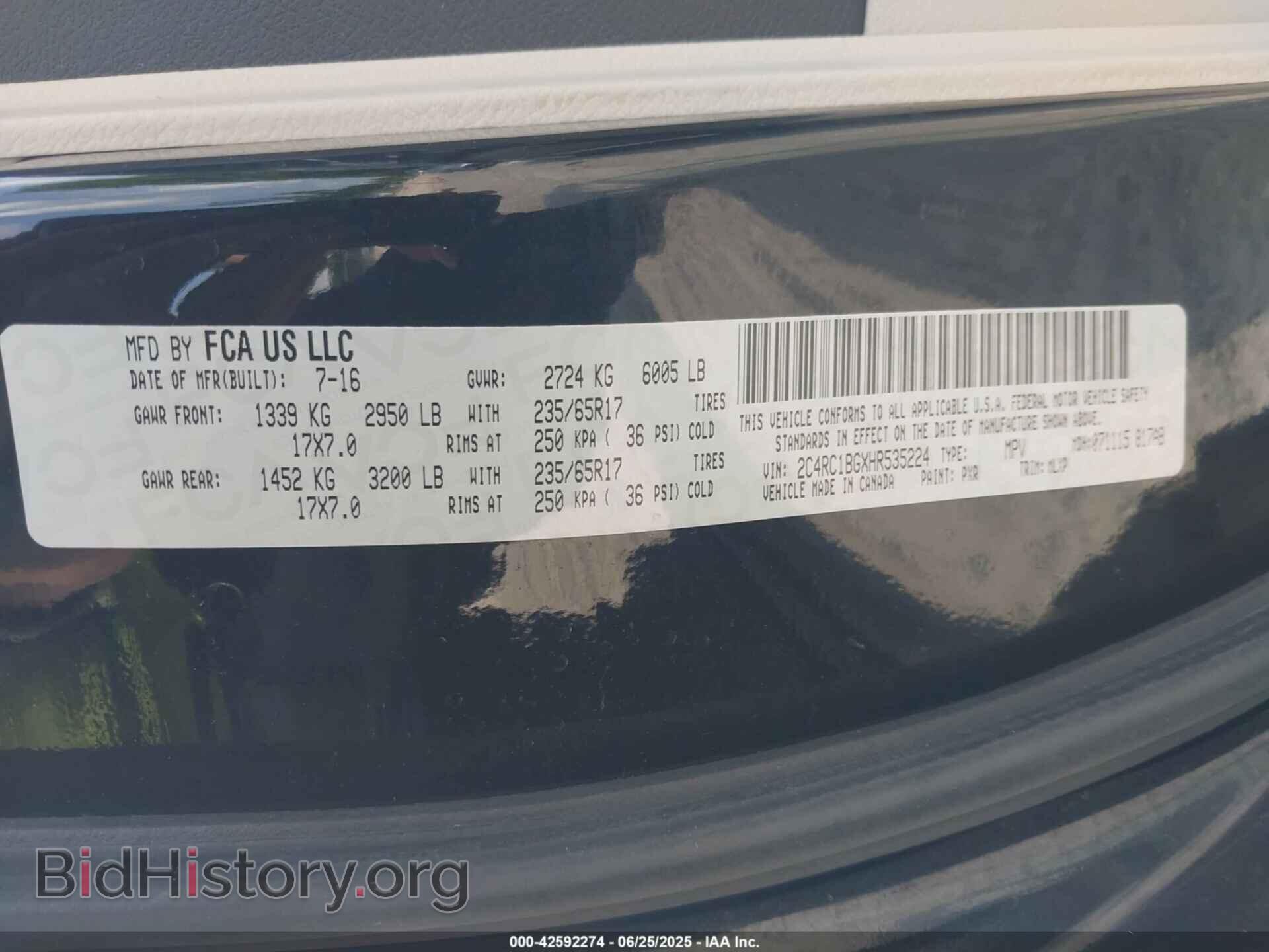 2017 CHRYSLER PACIFICA - VIN: 2C4RC1BGXHR535224 - Фото 9