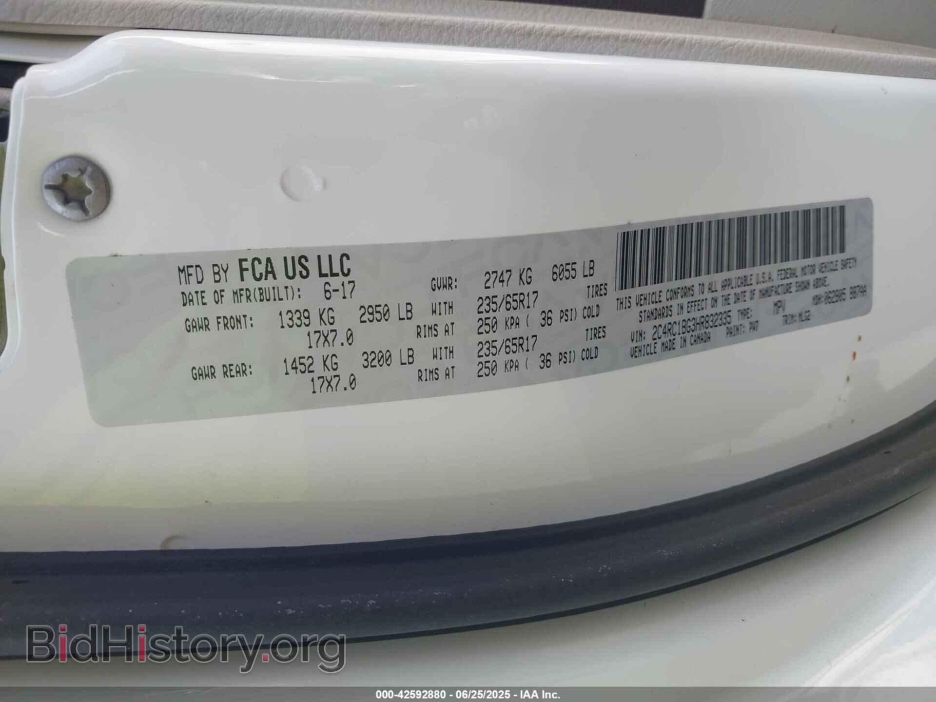 2017 CHRYSLER PACIFICA - VIN: 2C4RC1BG3HR832335 - Photo 9
