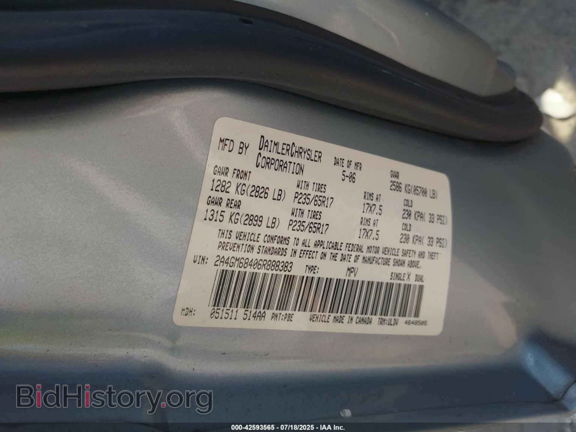 2006 CHRYSLER PACIFICA - VIN: 2A4GM68406R888383 - Photo 9