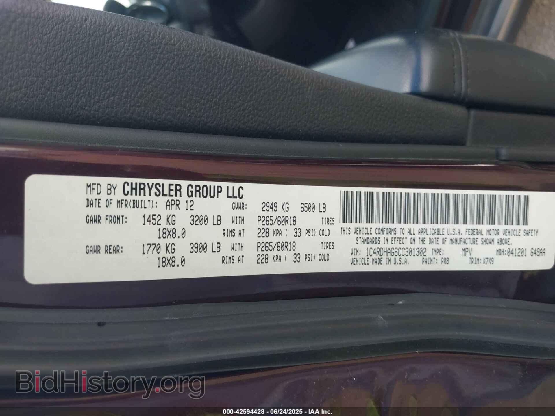 2012 DODGE DURANGO - VIN: 1C4RDHAG6CC301302 - Photo 9