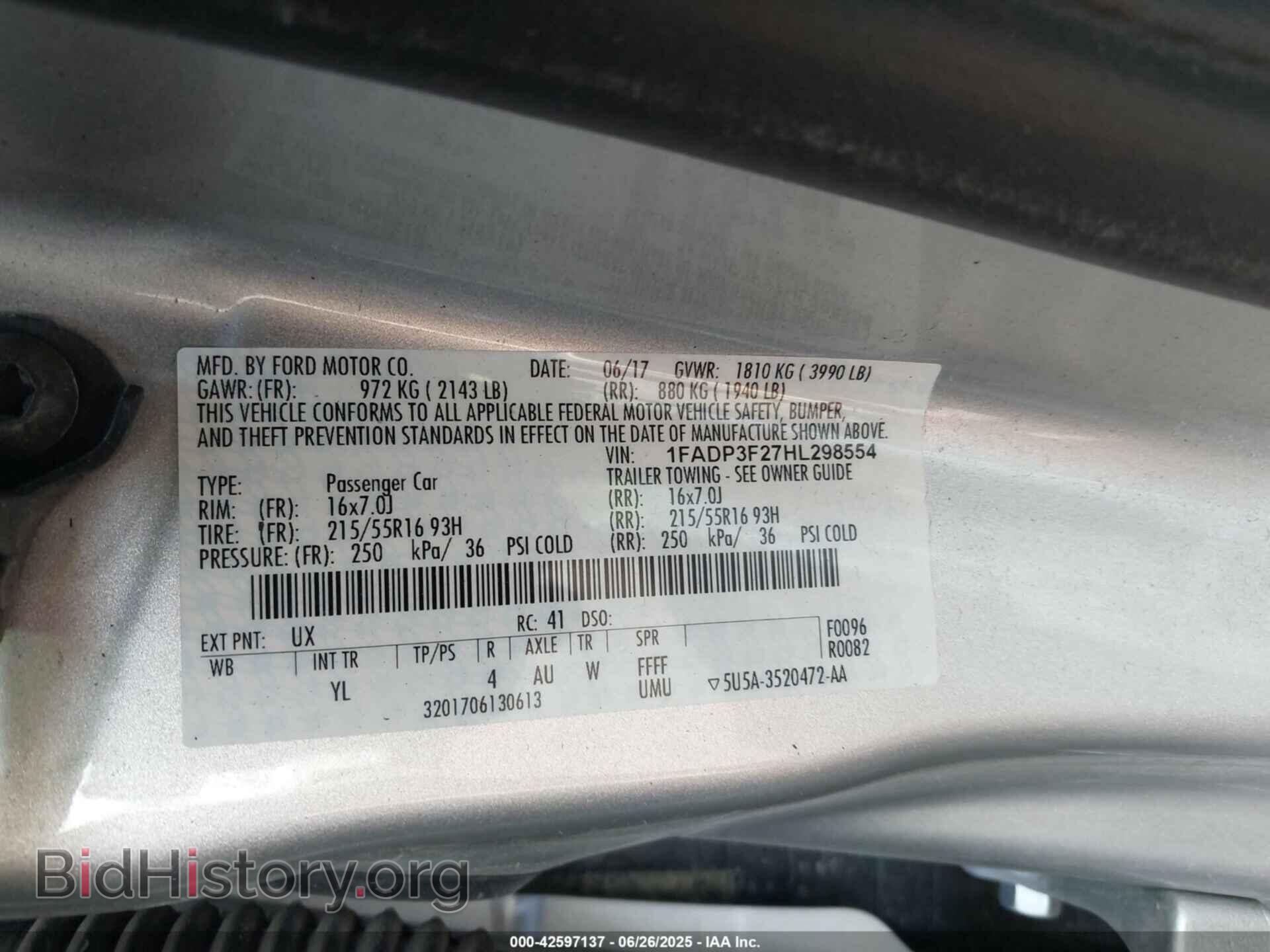 2017 FORD FOCUS - VIN: 1FADP3F27HL298554 - Фото 9